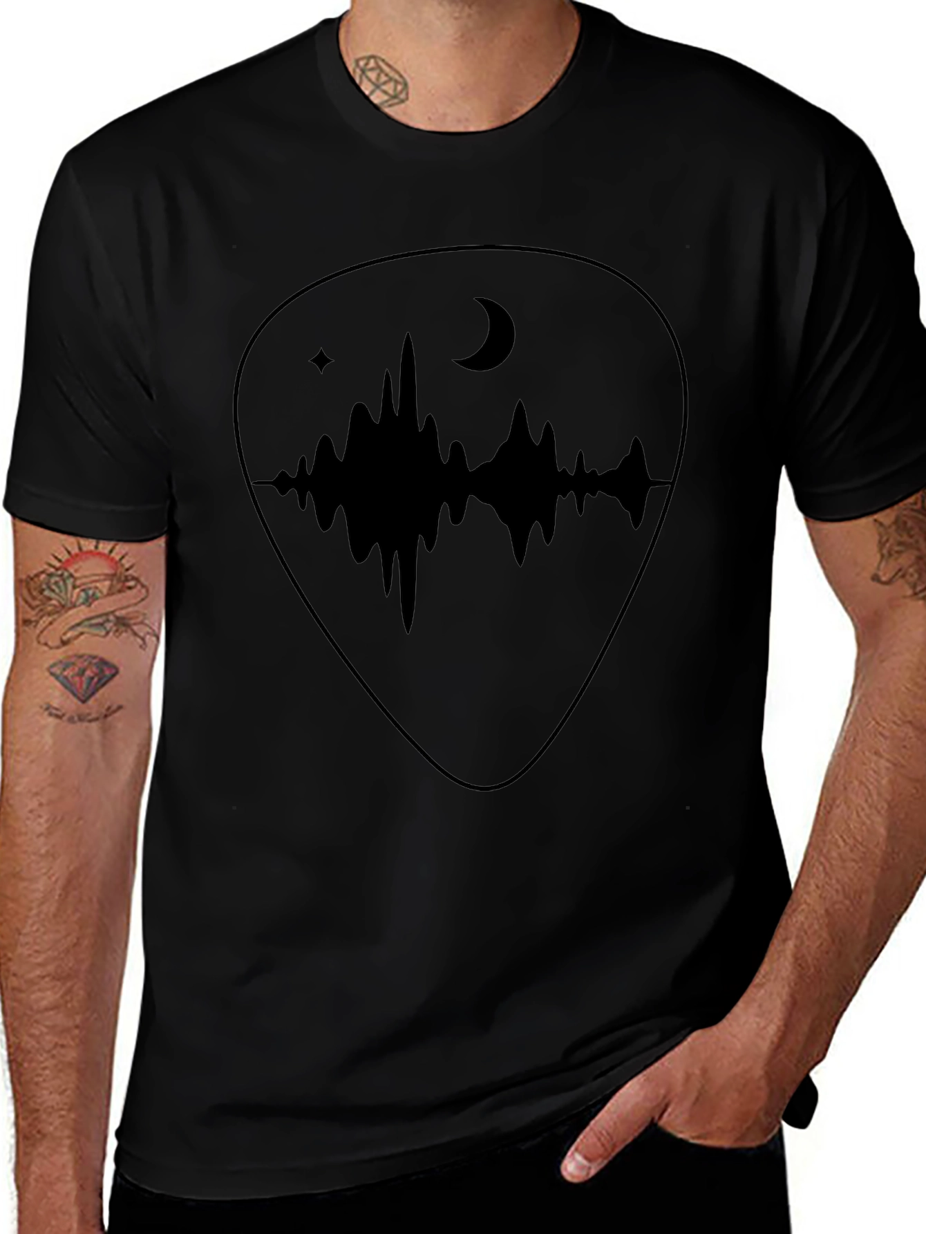 Acoustic Wave Guitar Pick Graphic Tee - Black