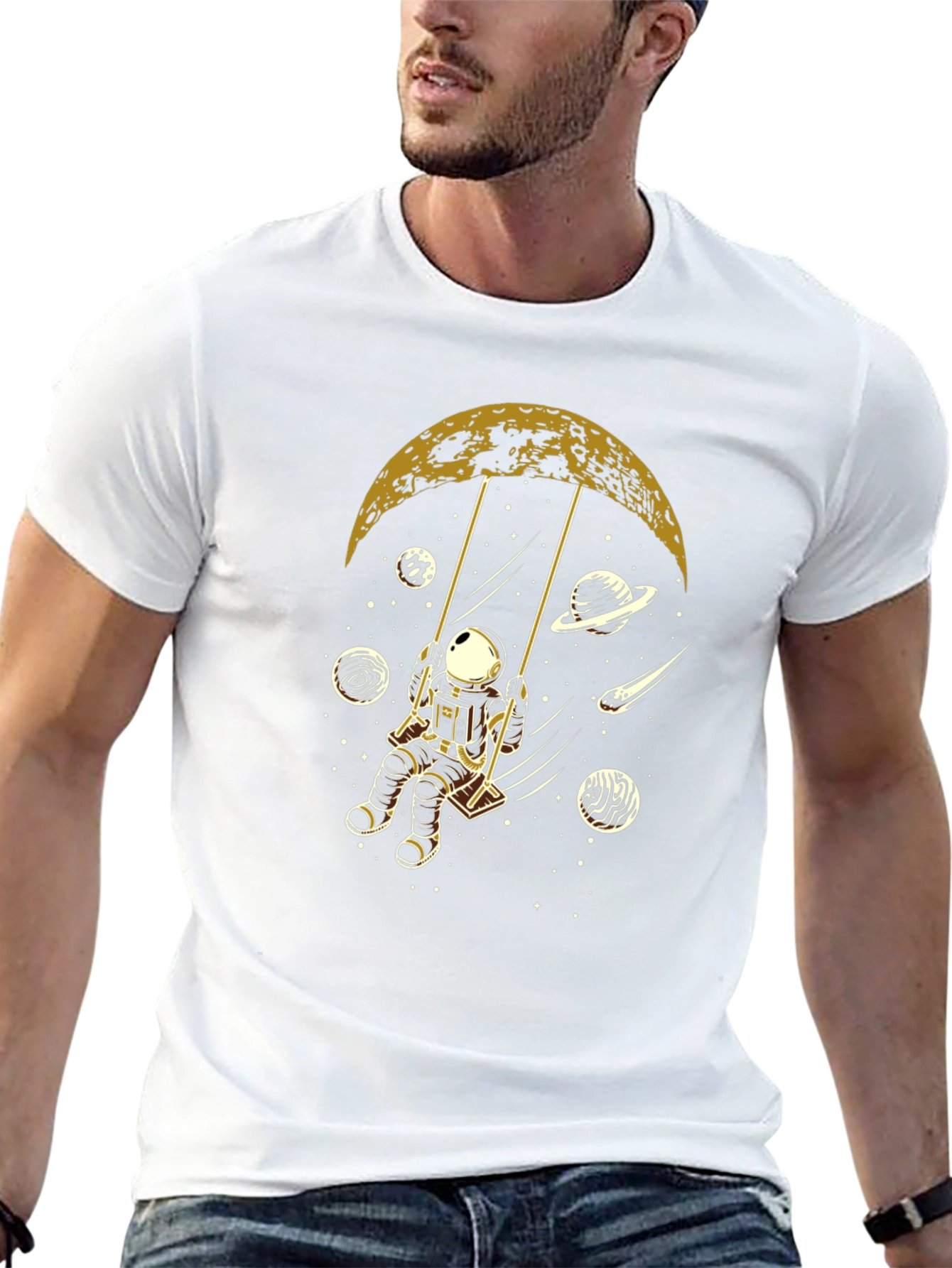 Astronaut Moon Swing Graphic Tee - Black
