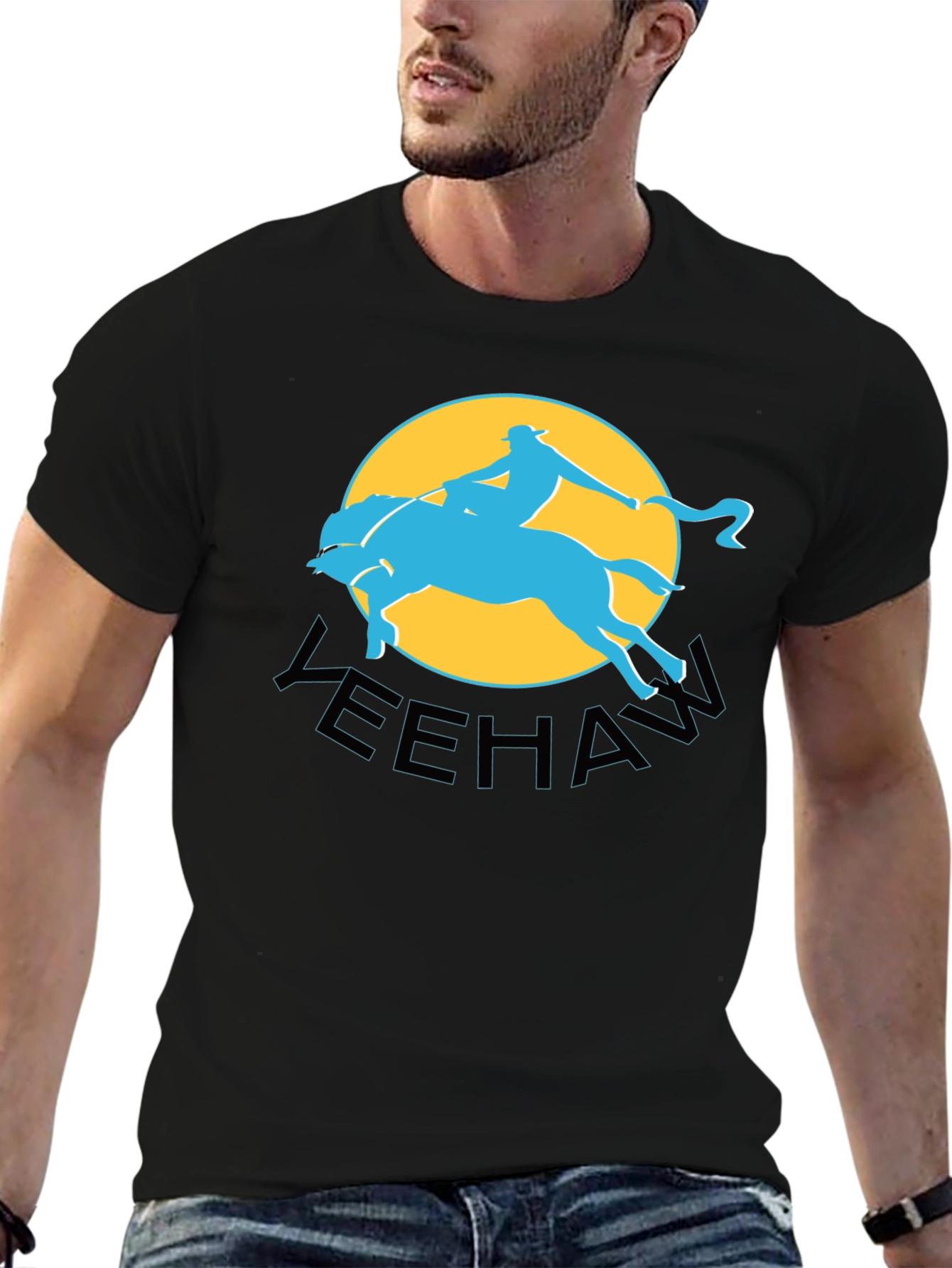 Yeehaw Cowboy Graphic Tee - Black