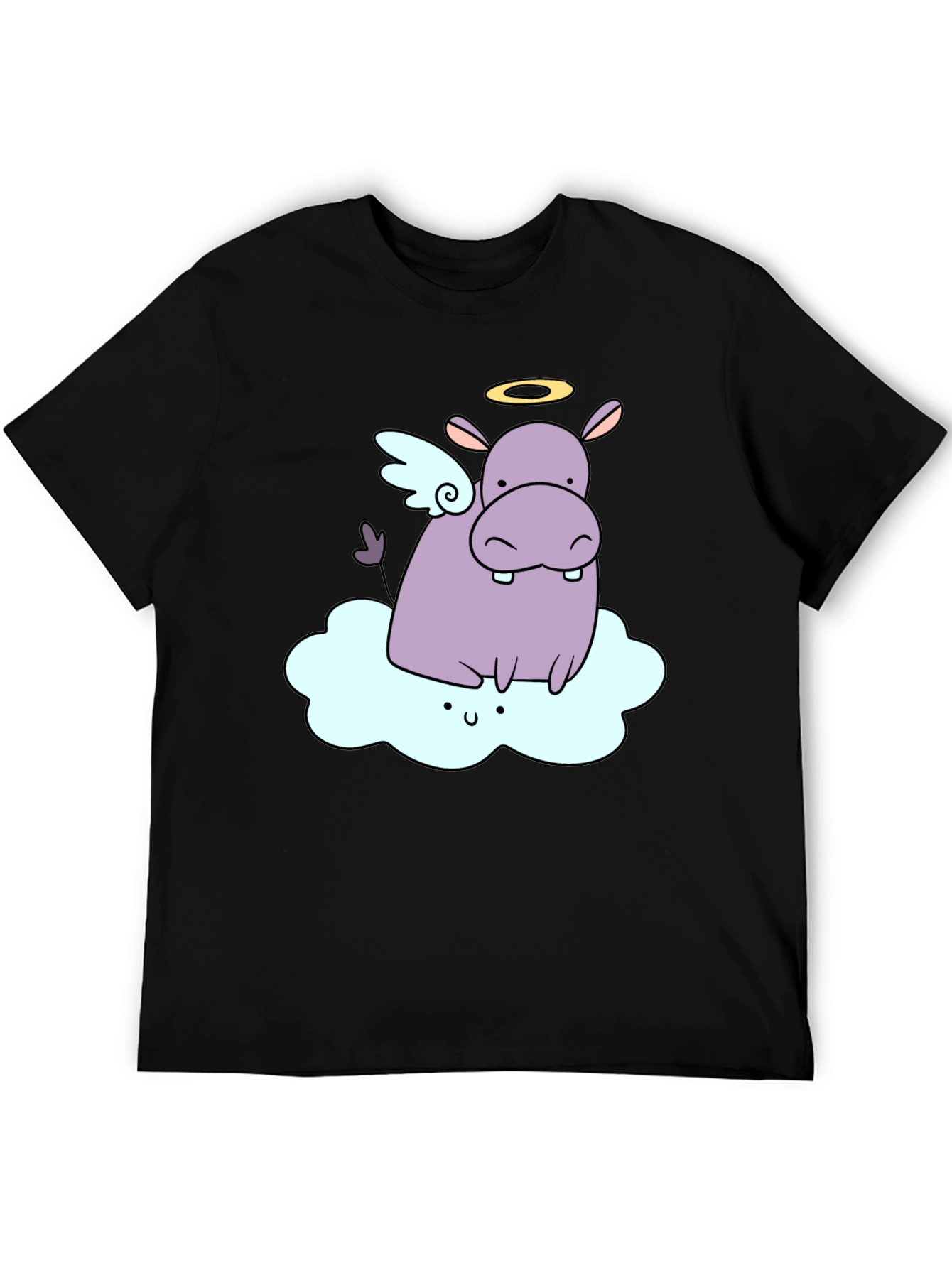 Angel Hippo Graphic T-Shirt - Cute and Comfy
