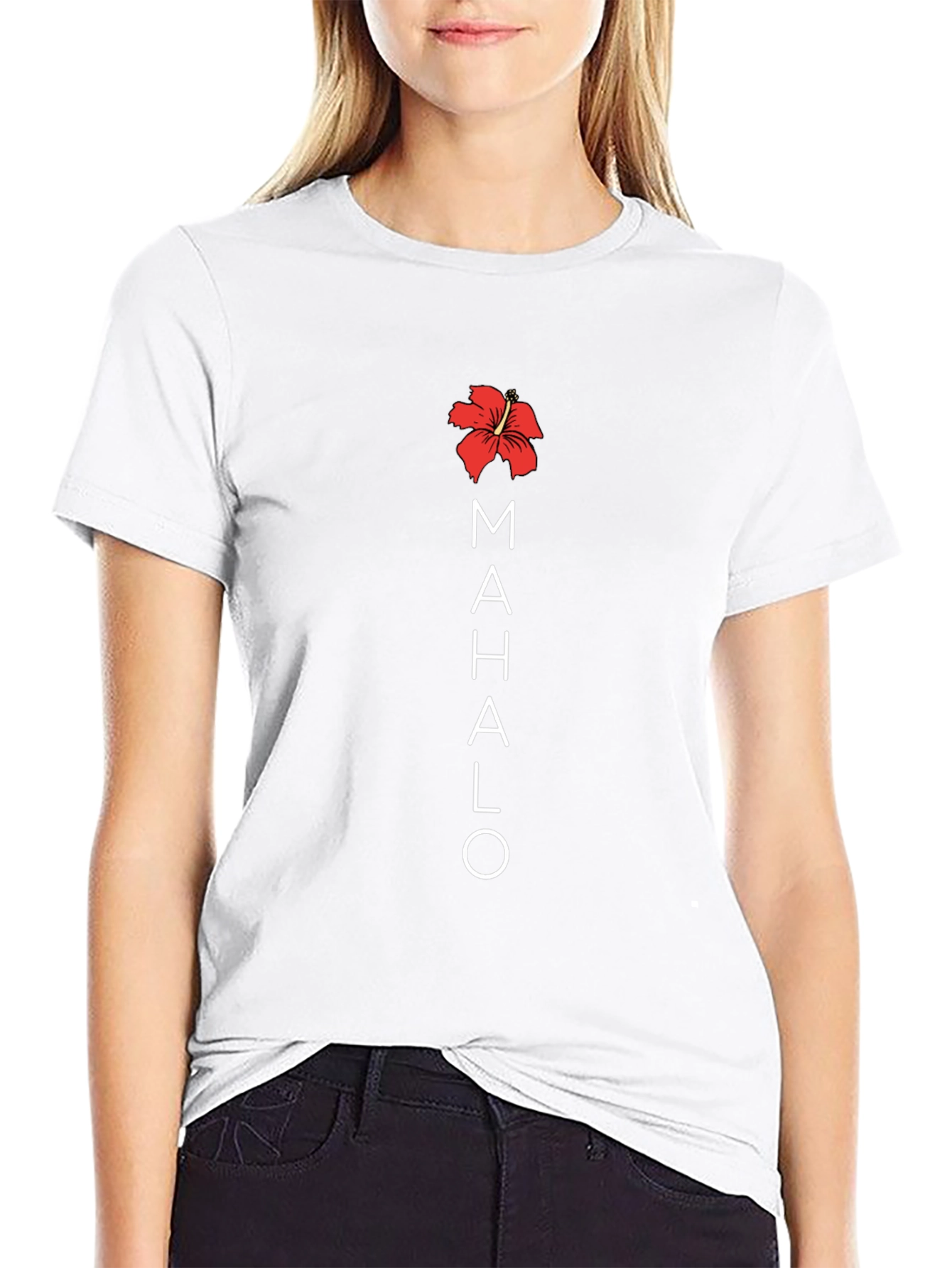 Mahalo Hibiscus Black T-Shirt - Casual Comfort