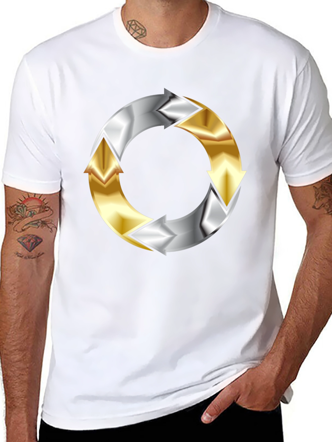 Arrow Cycle T-Shirt - Black Circular Design