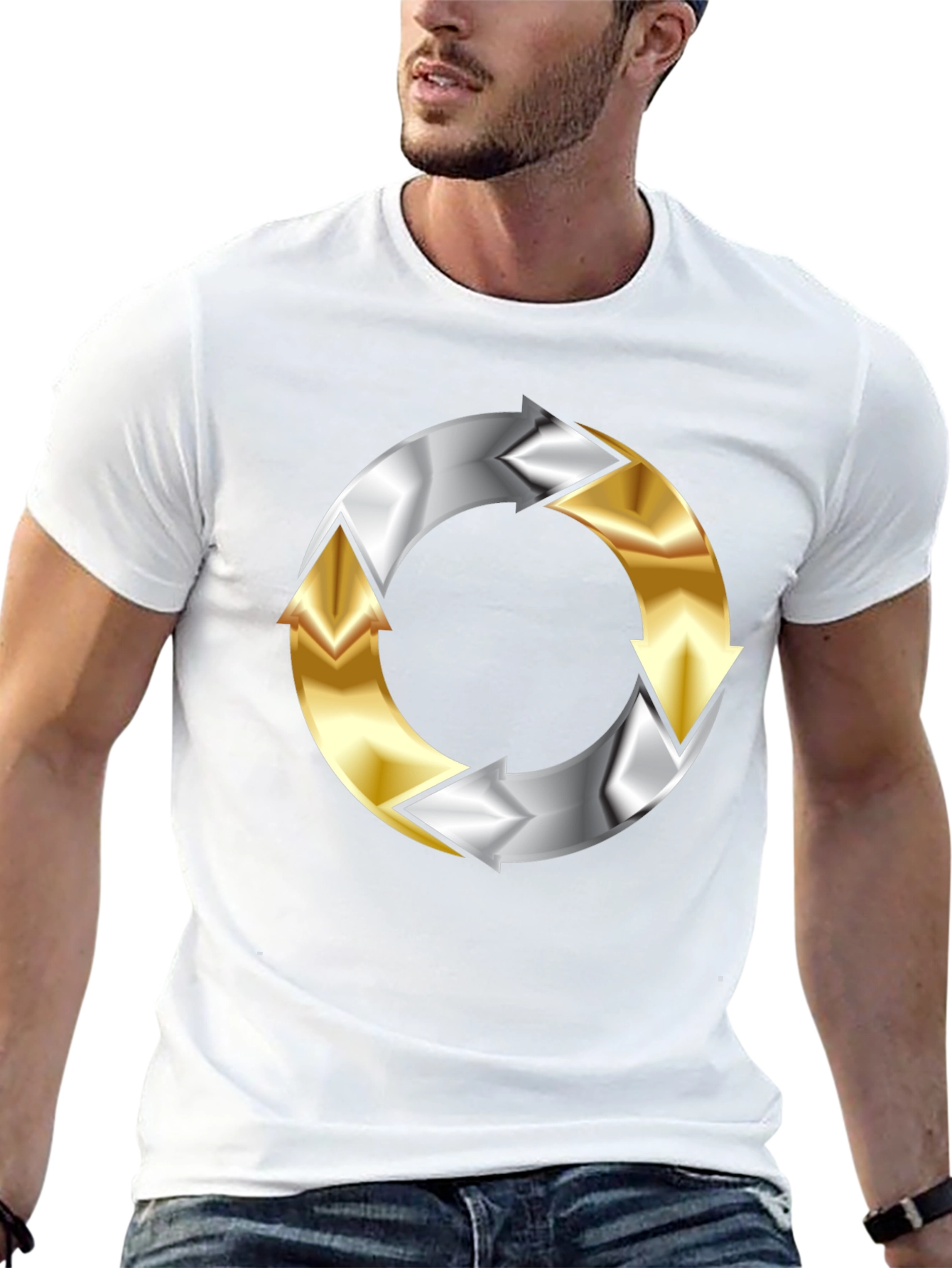 Arrow Cycle T-Shirt - Black Circular Design
