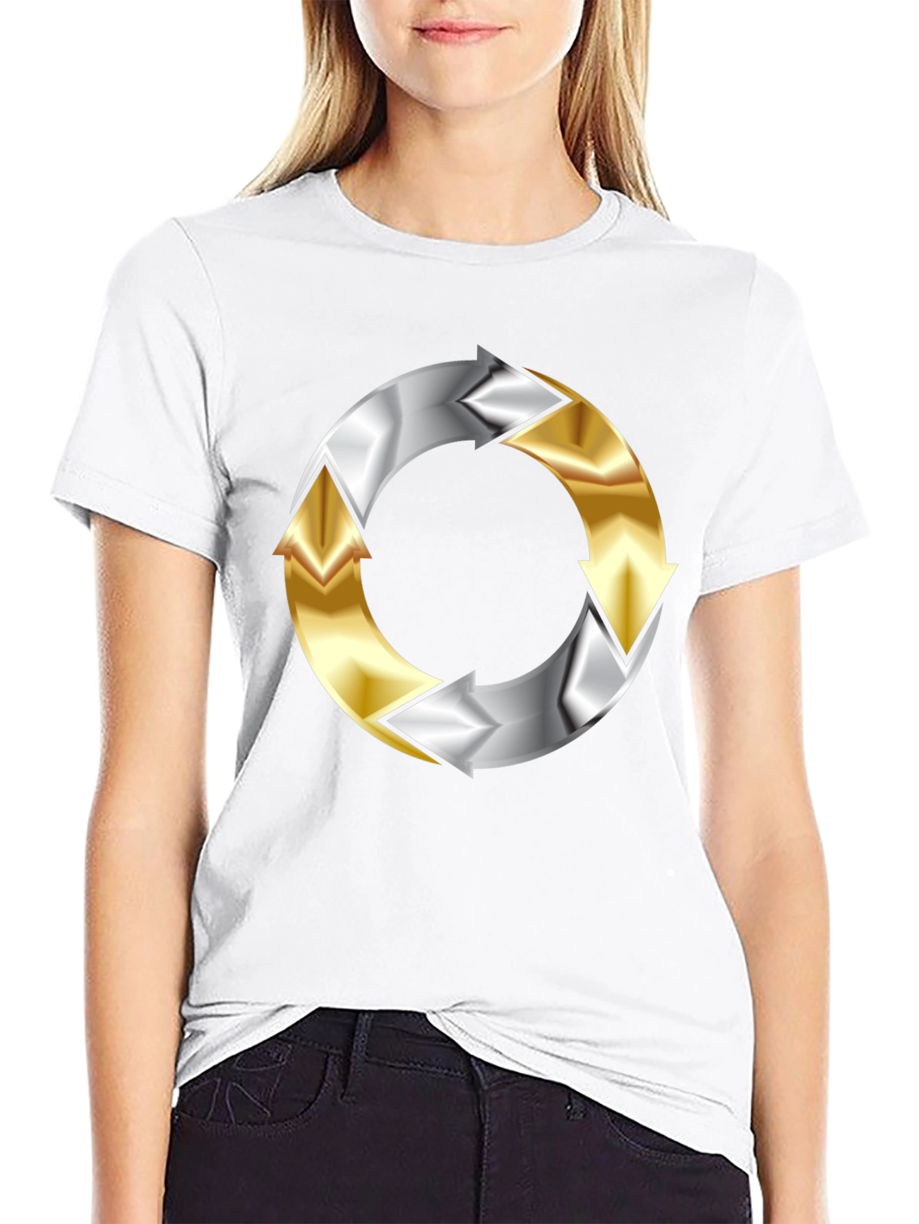 Arrow Cycle T-Shirt - Black Circular Design