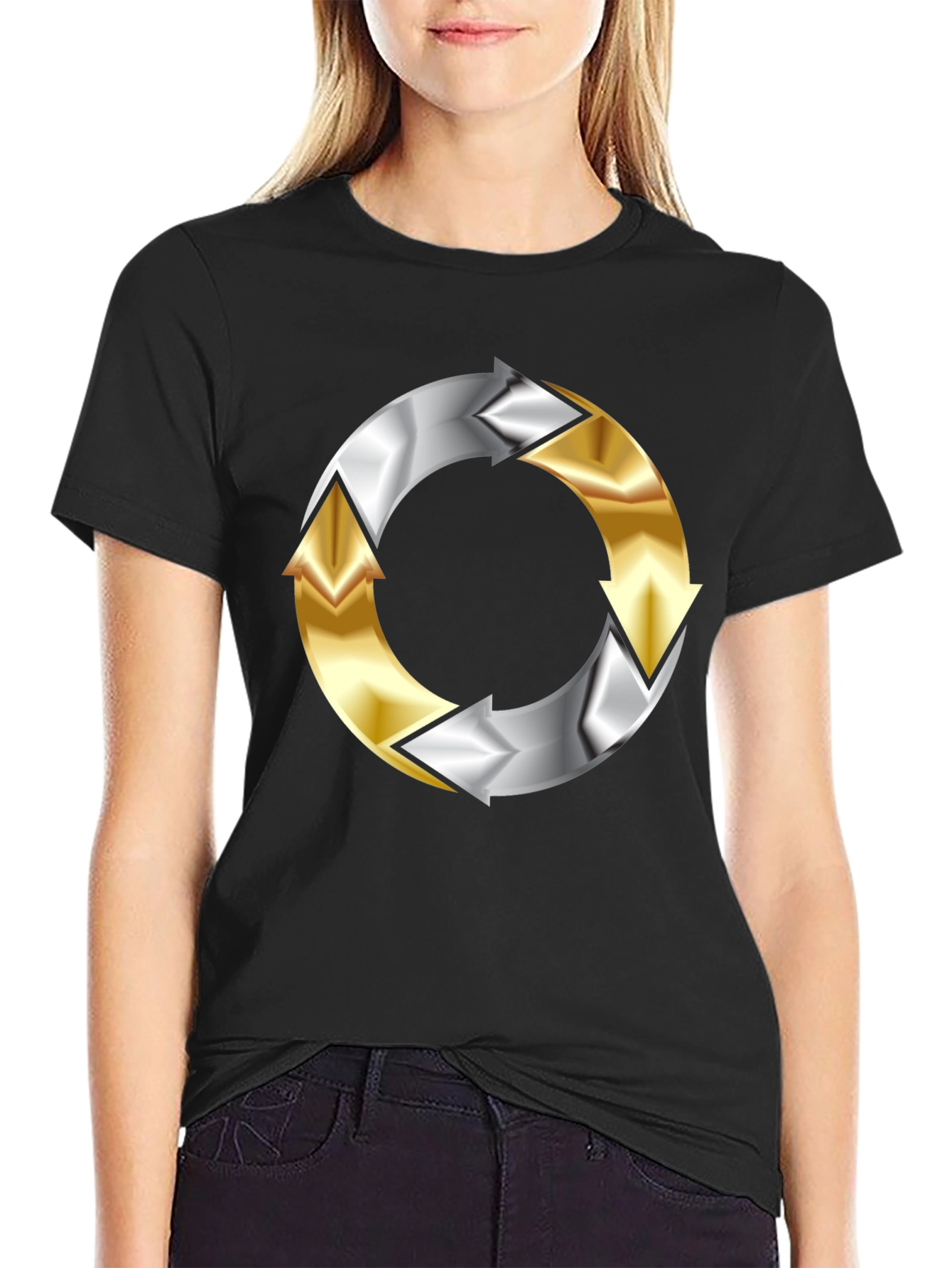 Arrow Cycle T-Shirt - Black Circular Design