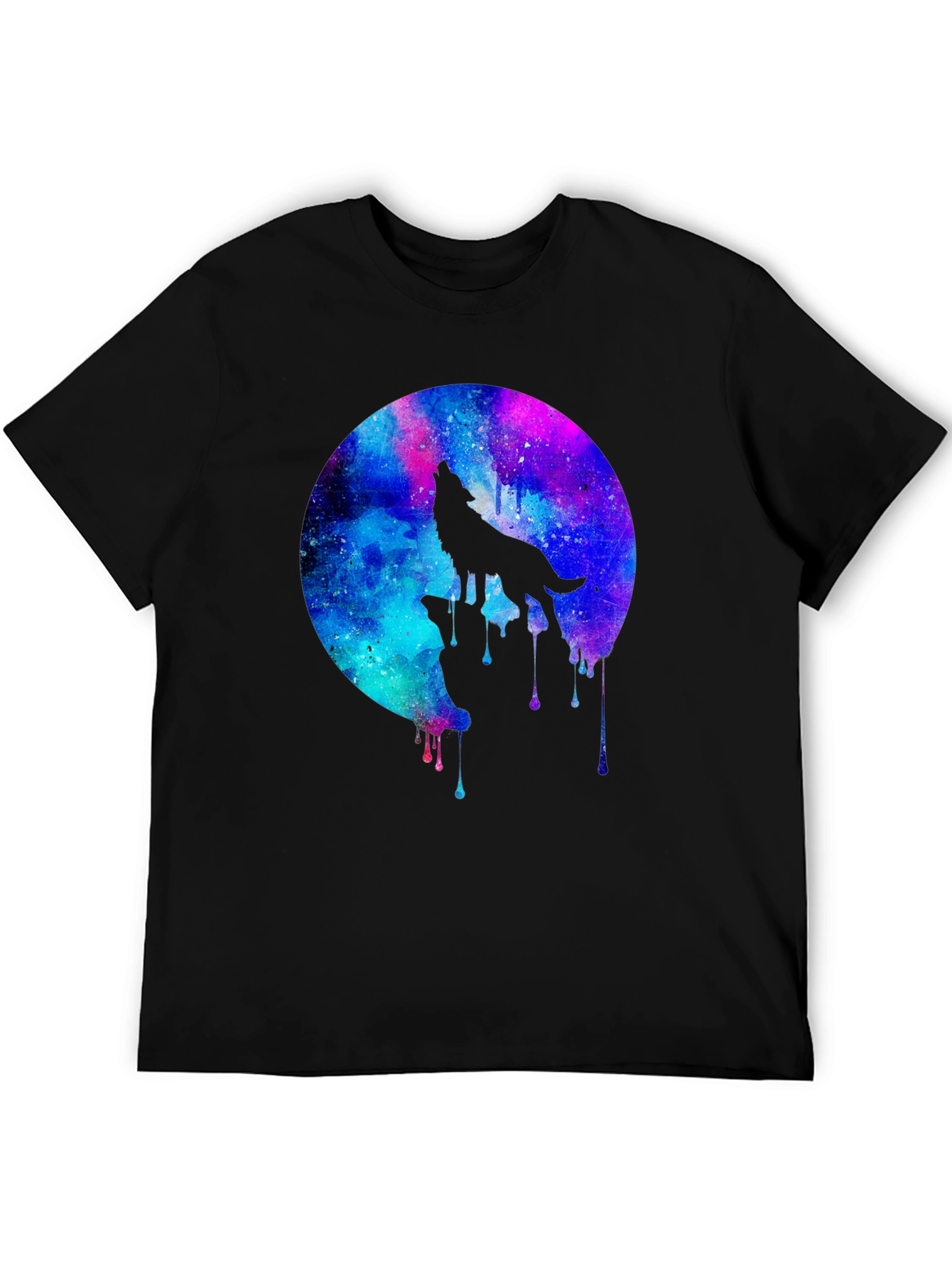 Wolf Galaxy T-Shirt - Mens Black Graphic Tee