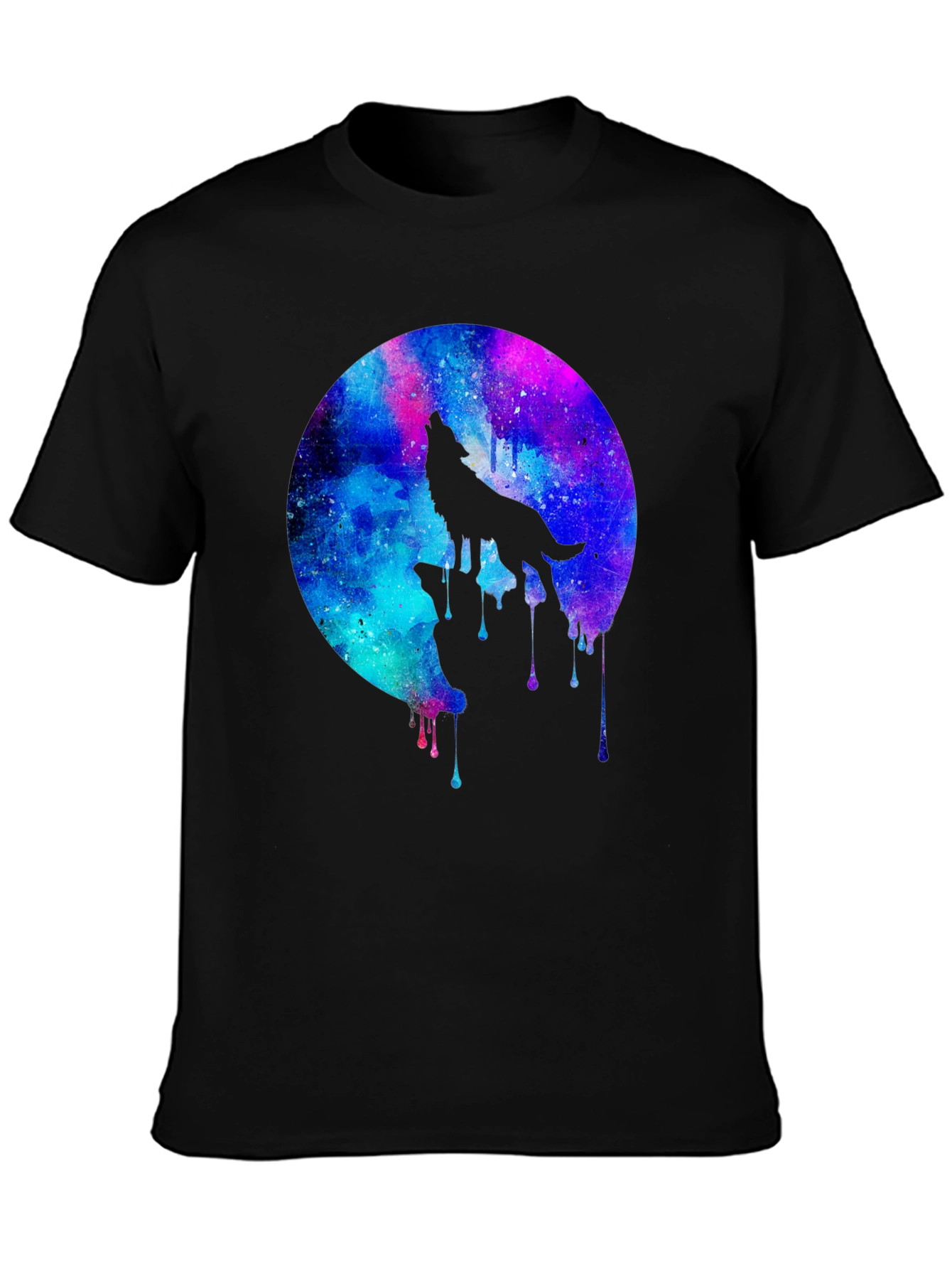 Wolf Galaxy T-Shirt - Mens Black Graphic Tee