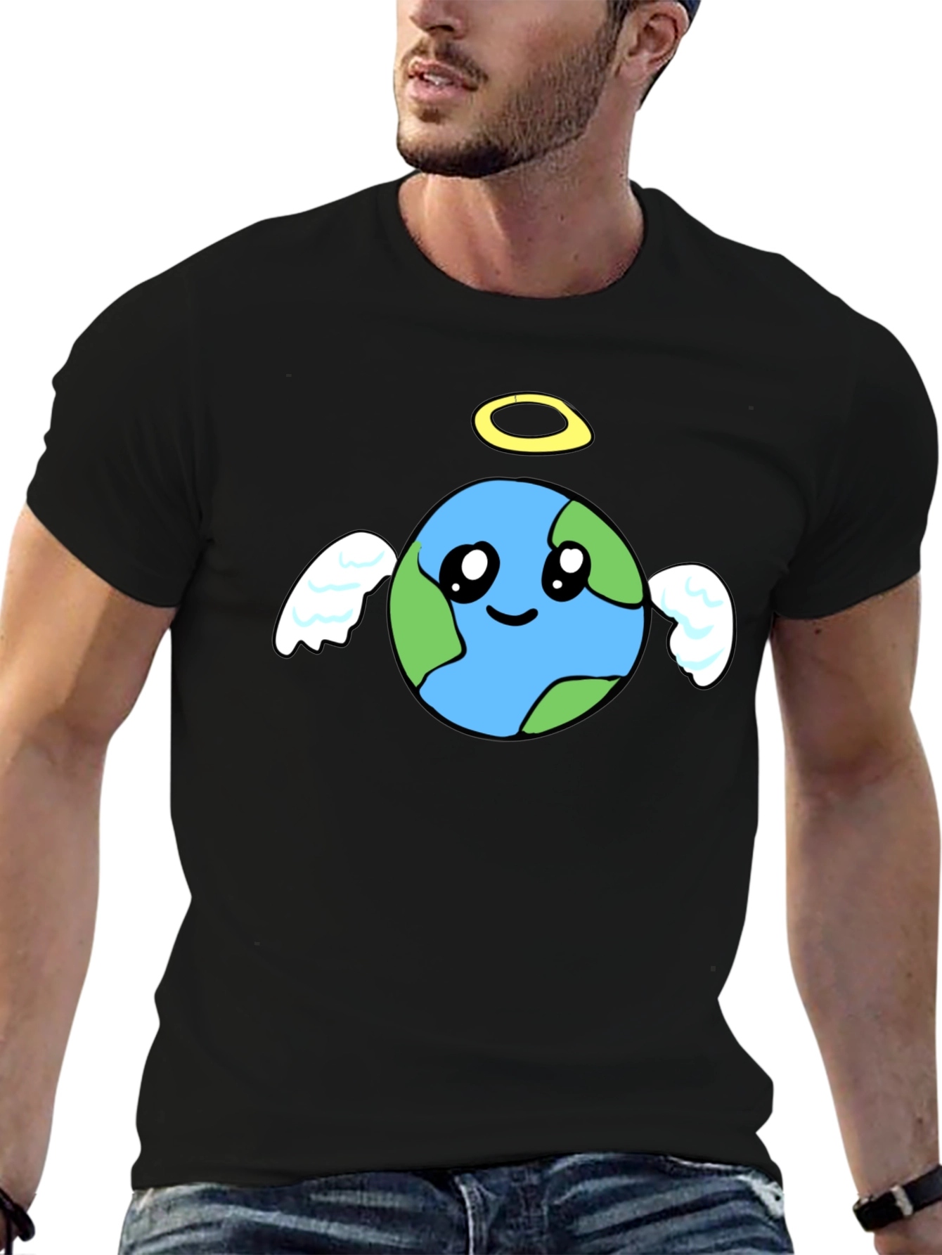 Angel Earth Graphic Black T-Shirt
