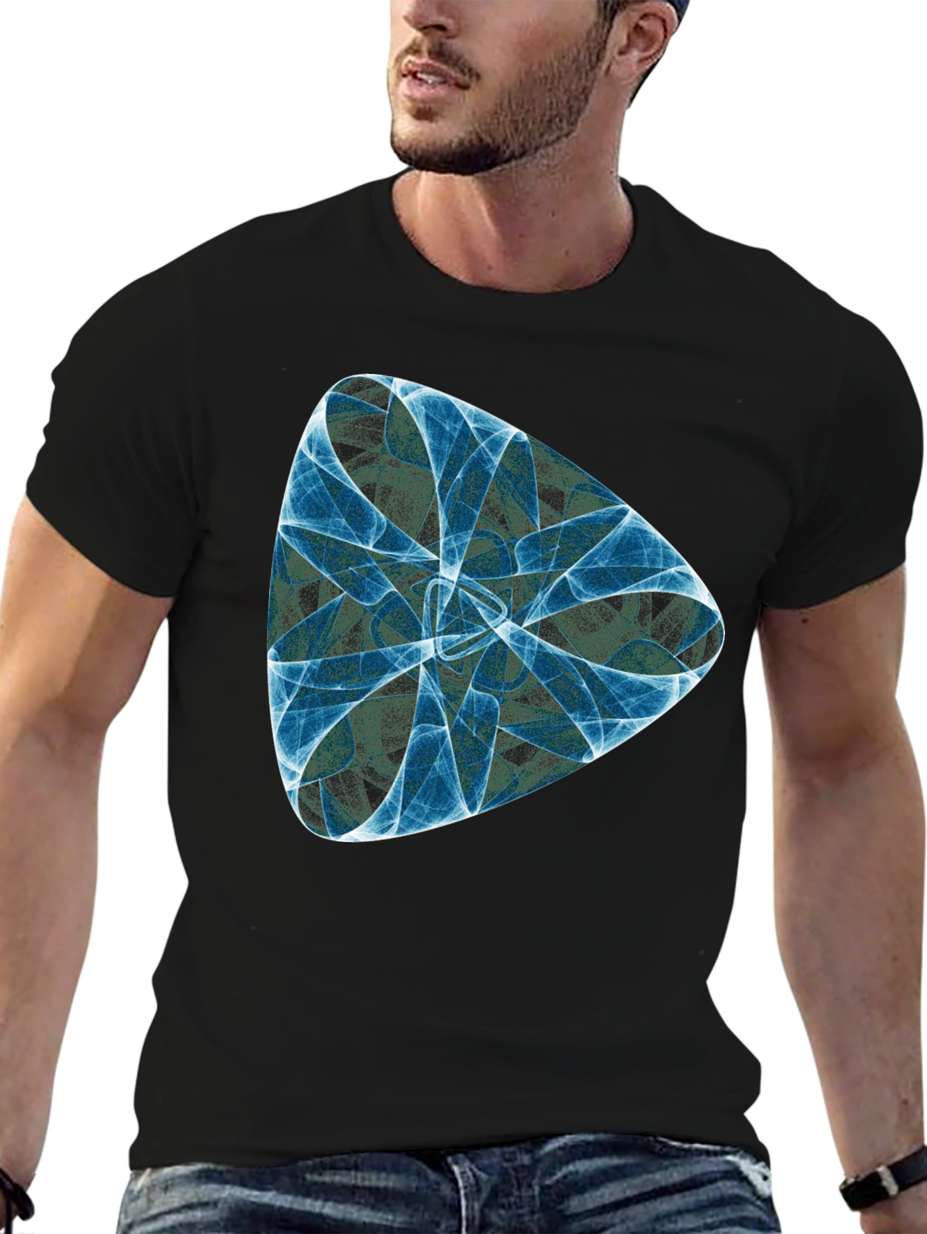 Abstract Fractal Design Black T-Shirt