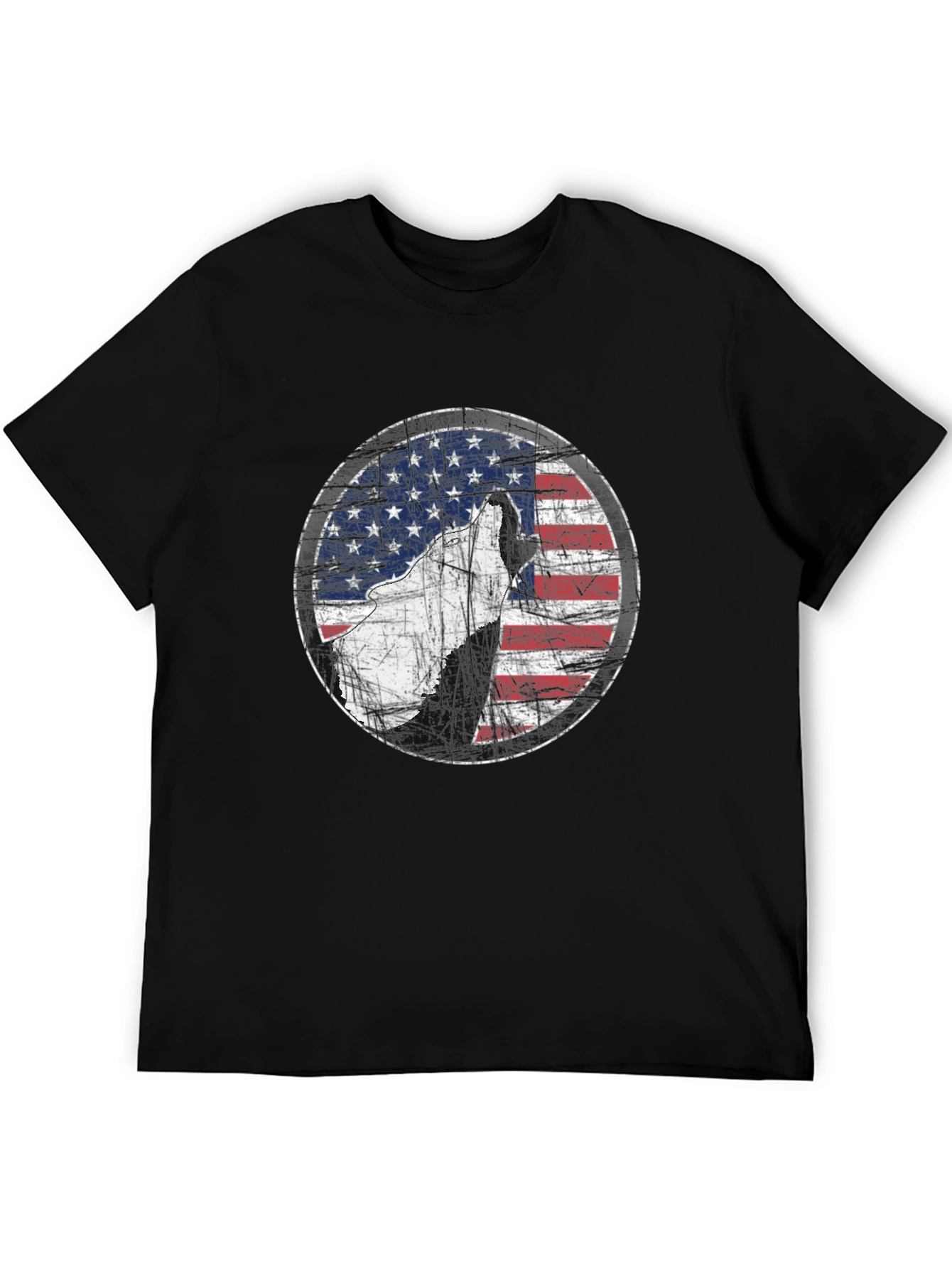 American Flag Wolf Graphic Print Tee