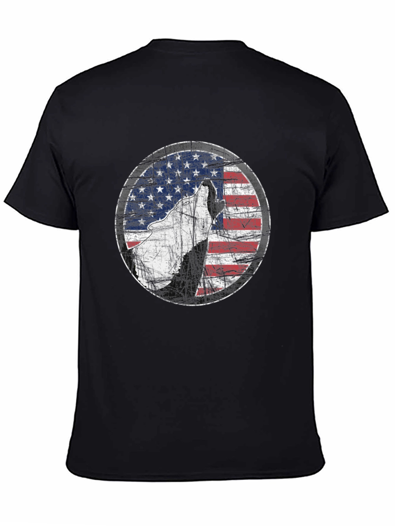 American Flag Wolf Graphic Print Tee