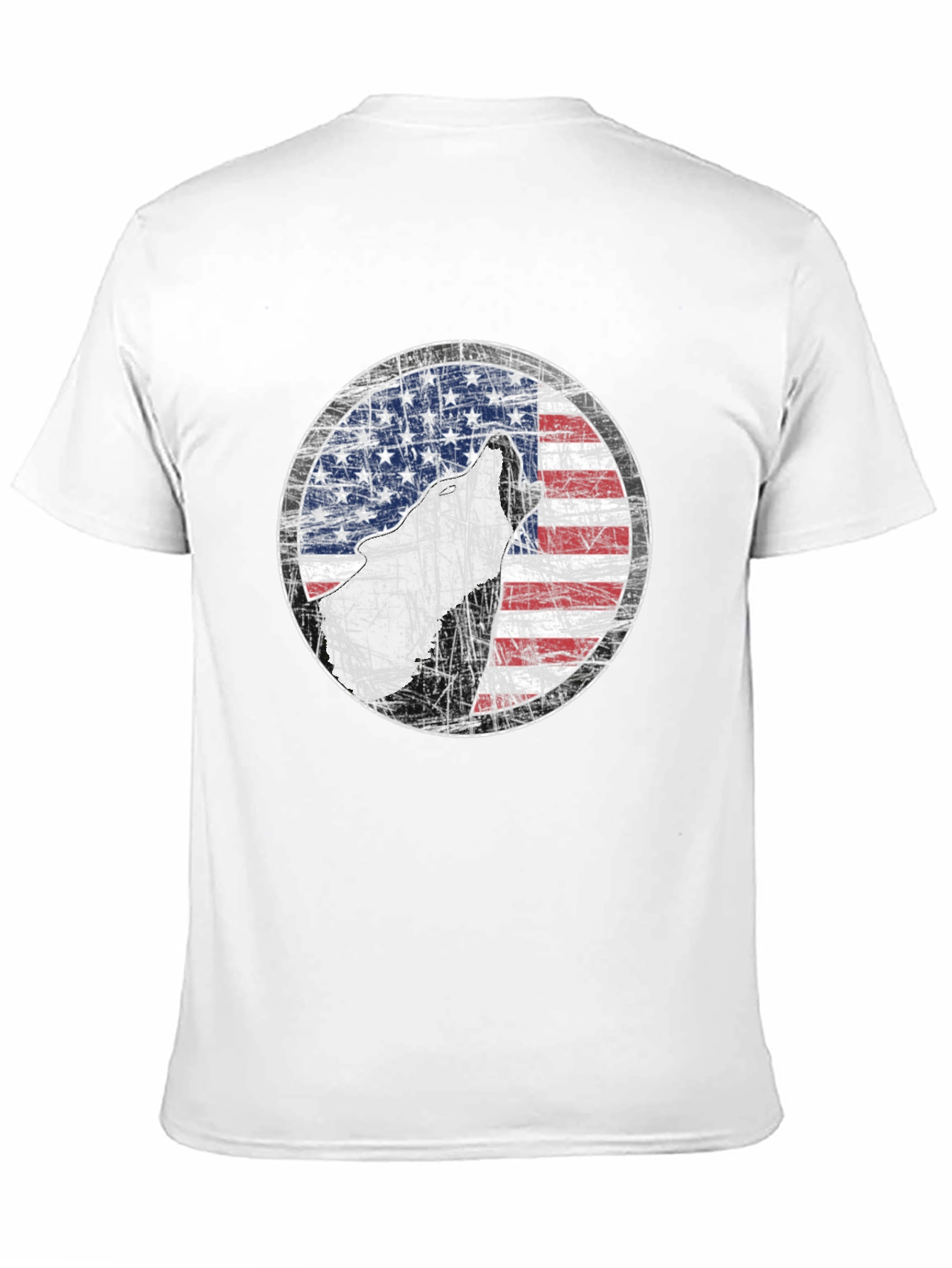 American Flag Wolf Graphic Print Tee