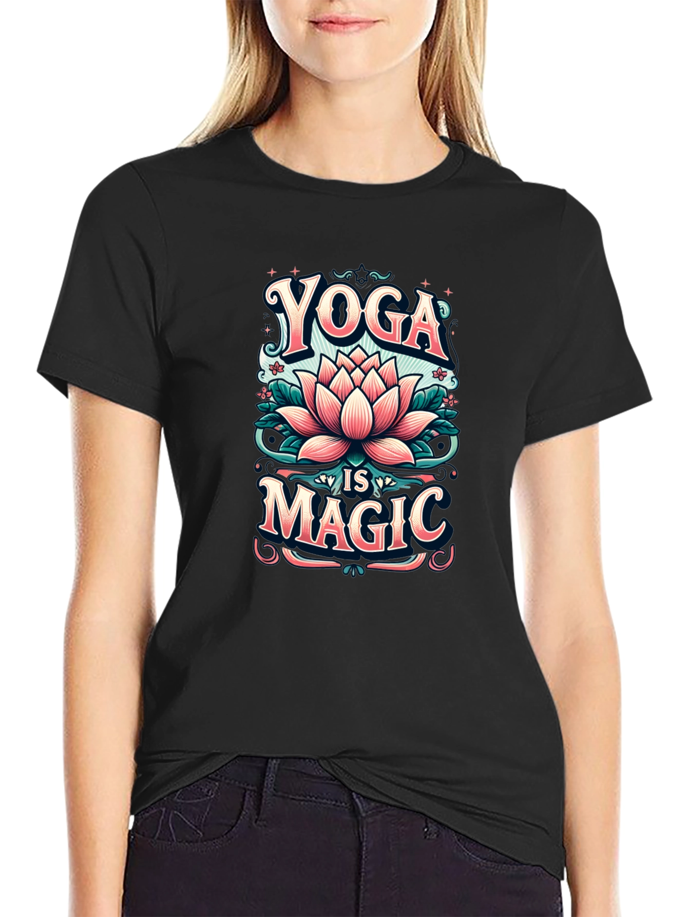 Yoga is Magic T-Shirt - Lotus Flower Design