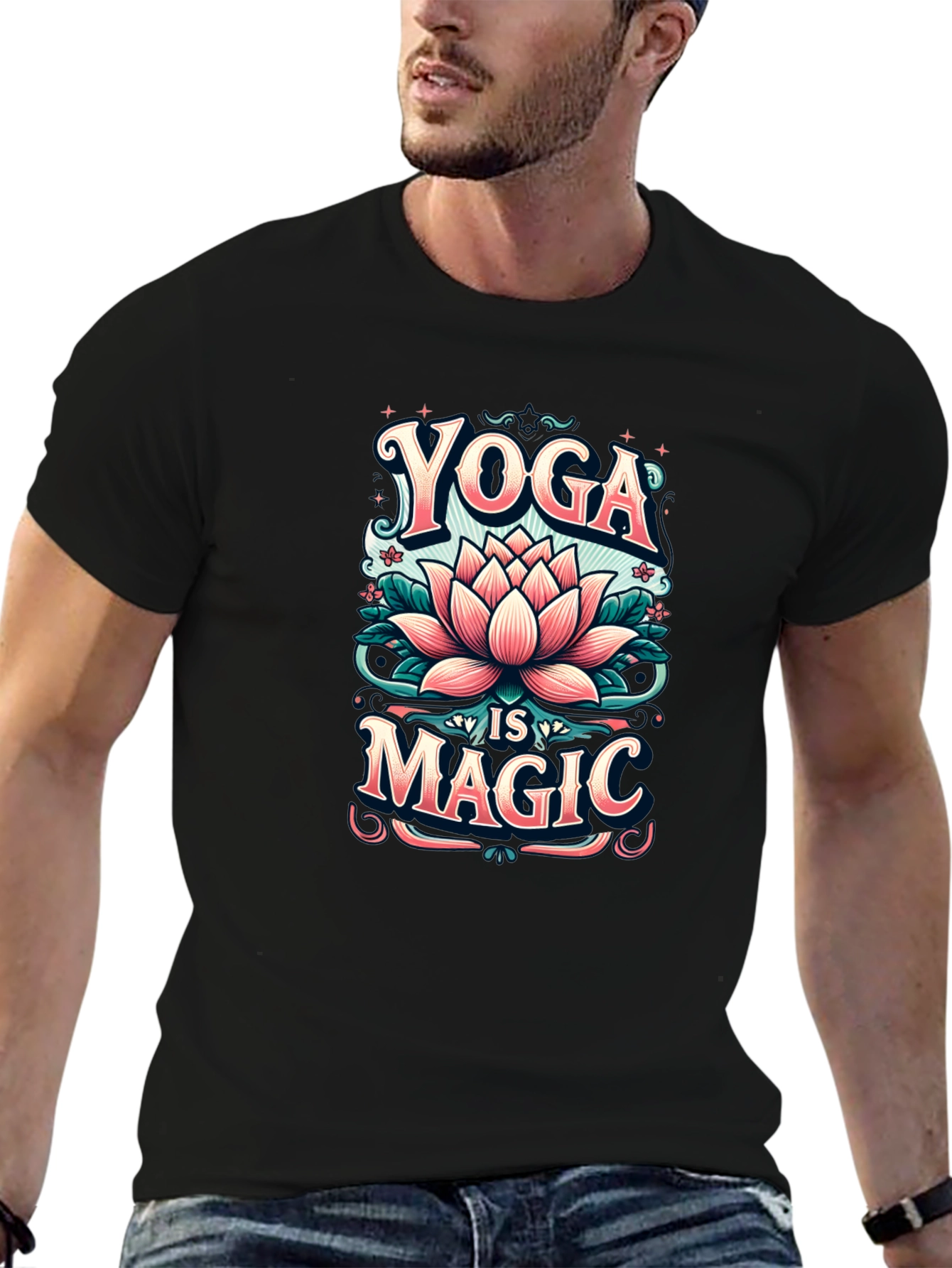 Yoga is Magic T-Shirt - Lotus Flower Design
