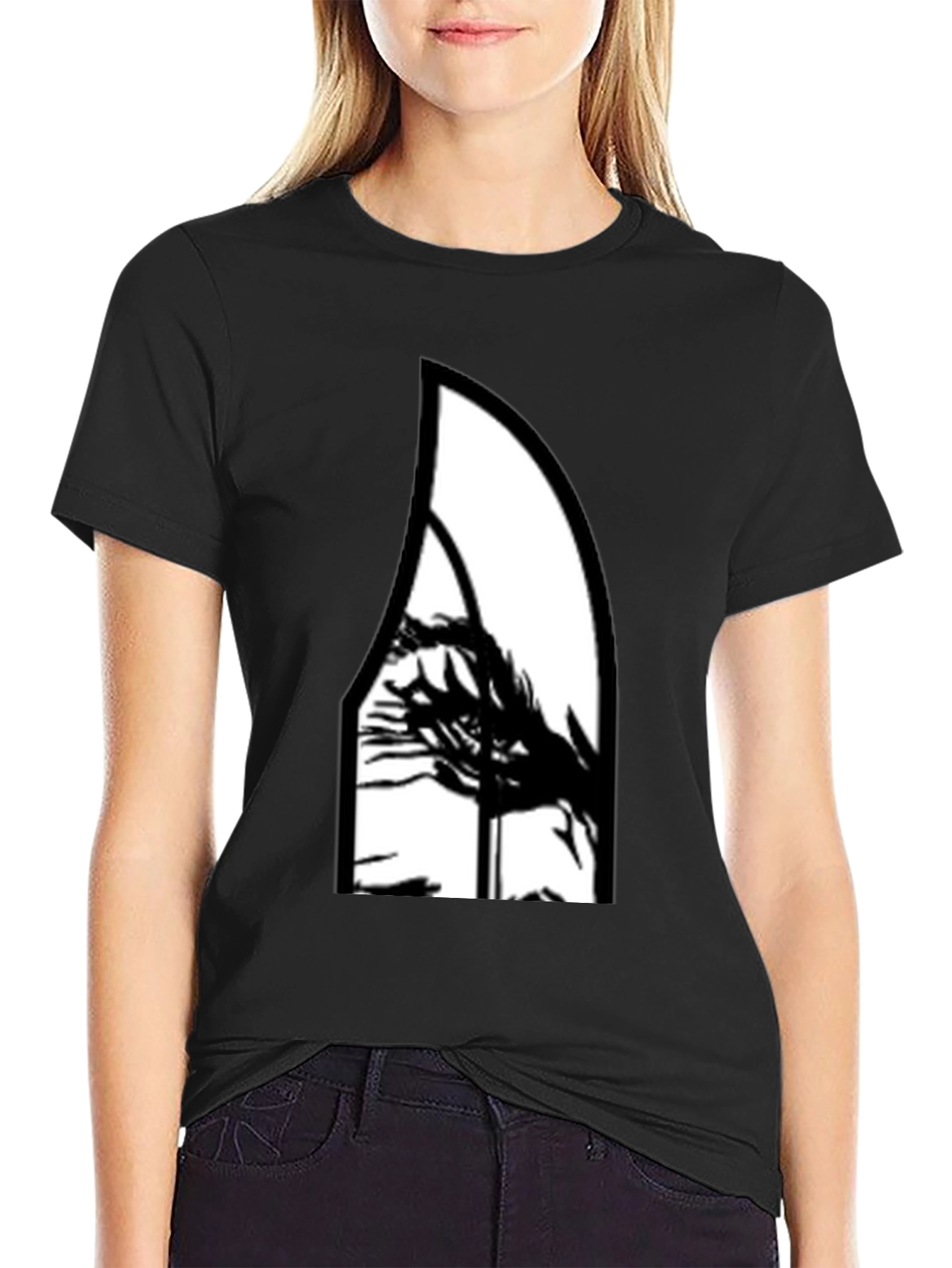 Abstract Graphic Tee - Black Cotton Blend Shirt