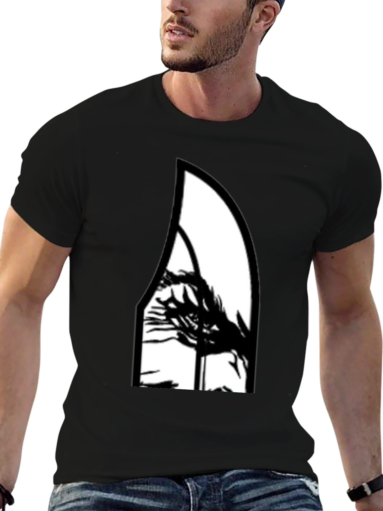 Abstract Graphic Tee - Black Cotton Blend Shirt