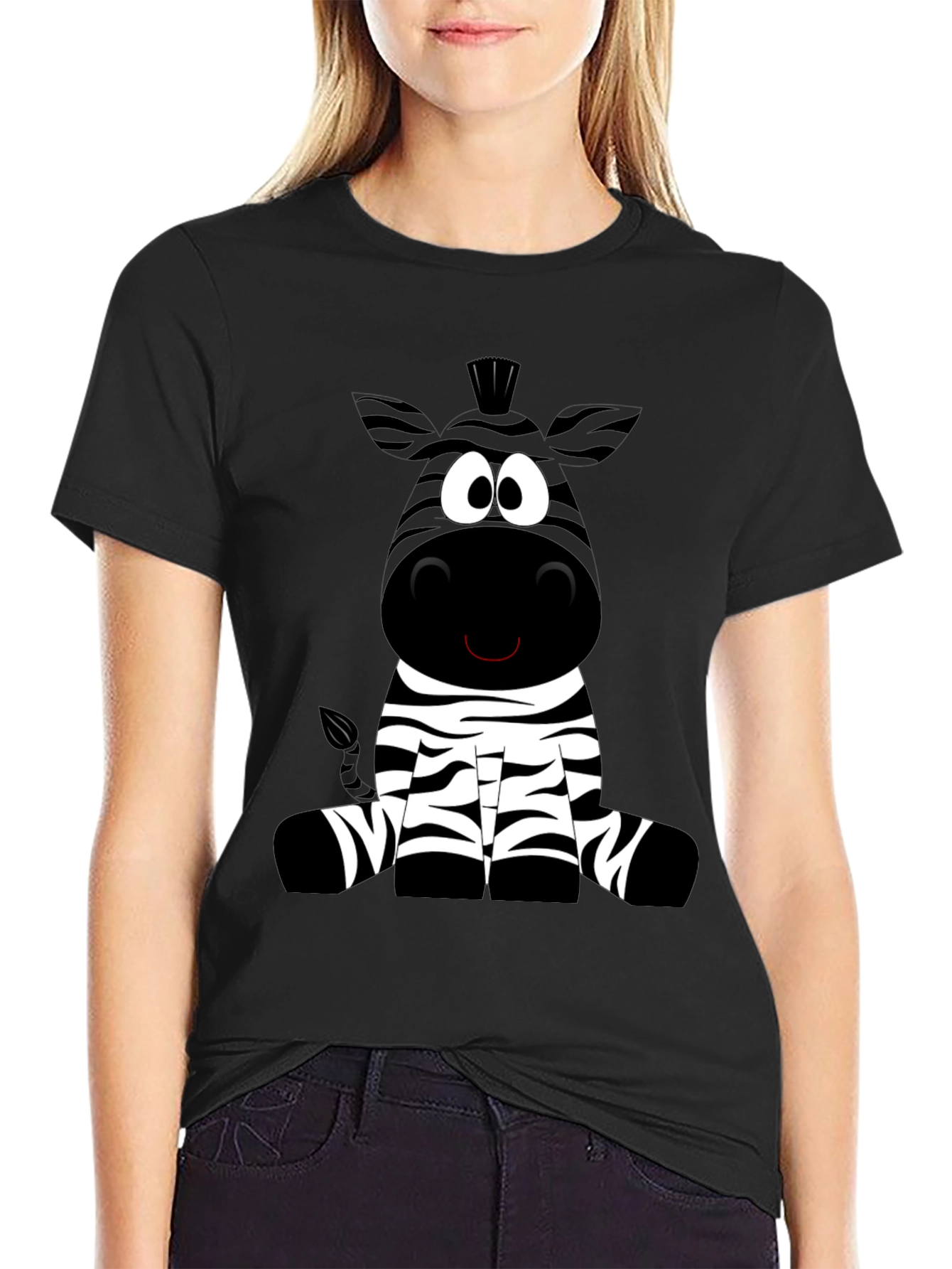 Zebra Cartoon Graphic Print T-Shirt