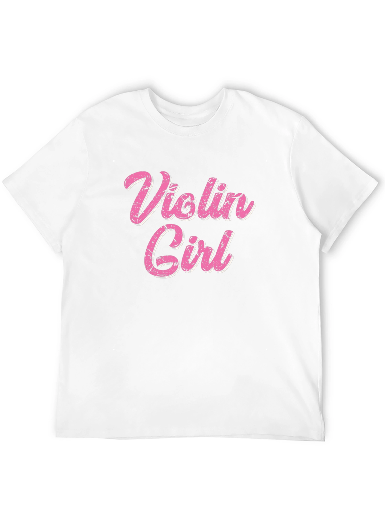 Violin Girl Pink Text Black T-Shirt