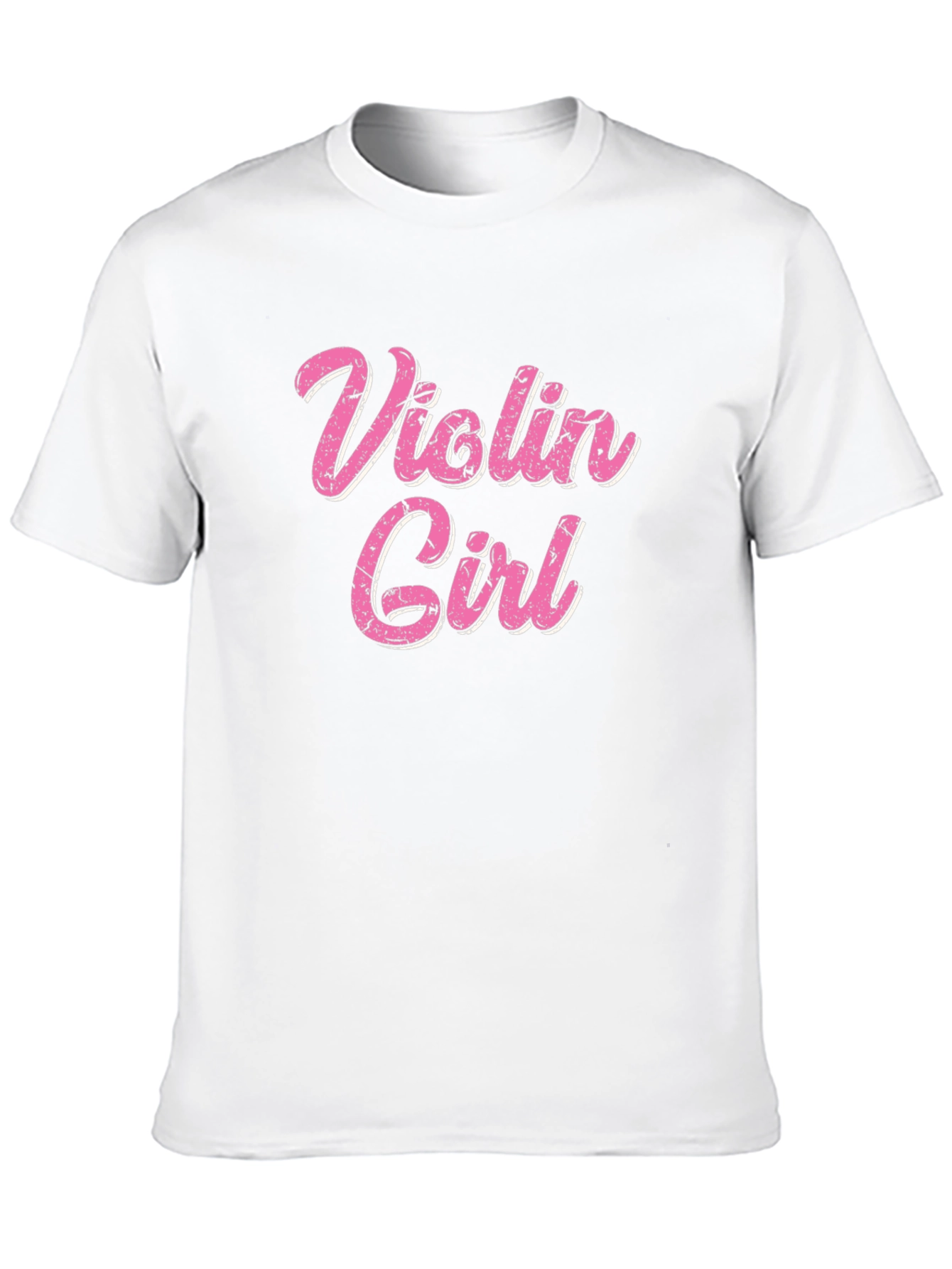 Violin Girl Pink Text Black T-Shirt