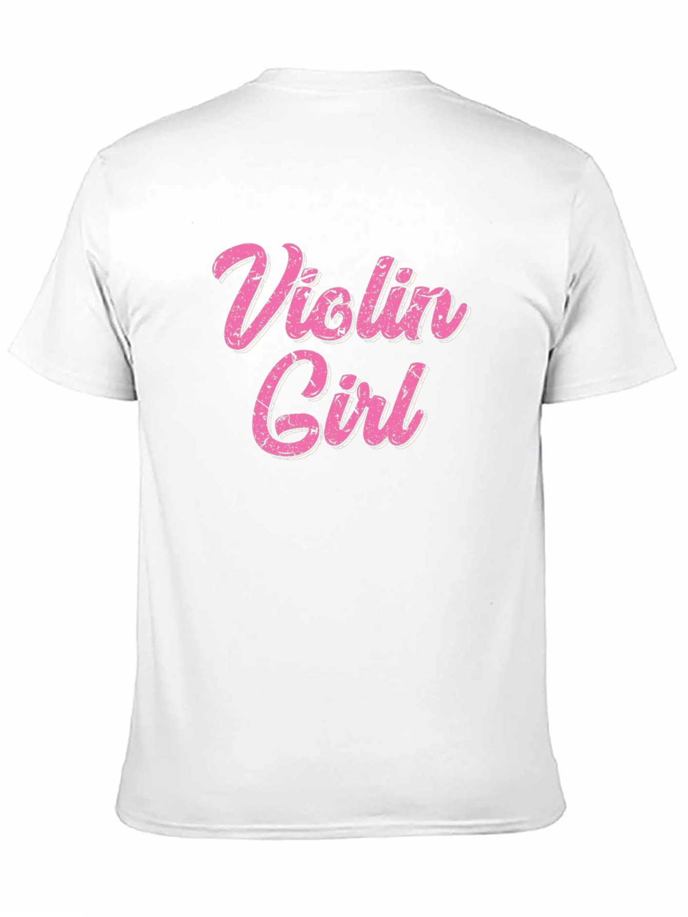 Violin Girl Pink Text Black T-Shirt