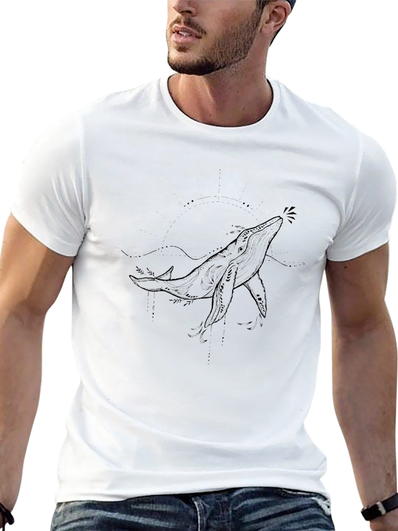 Whale Graphic Tee - Stylish Black Cotton T-Shirt