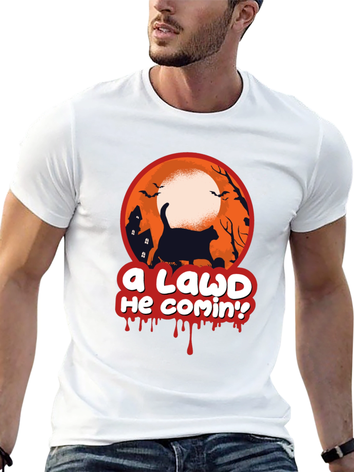 A Lawd He Comin Halloween Cat T-Shirt