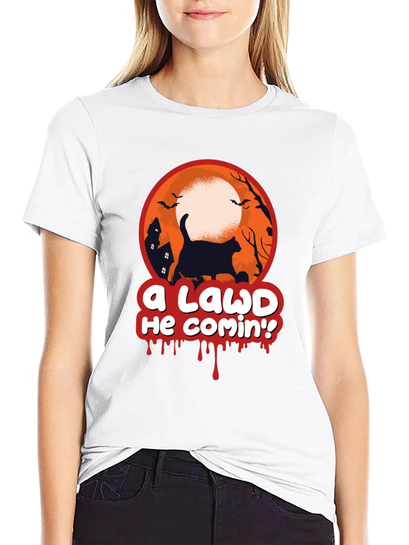 A Lawd He Comin Halloween Cat T-Shirt