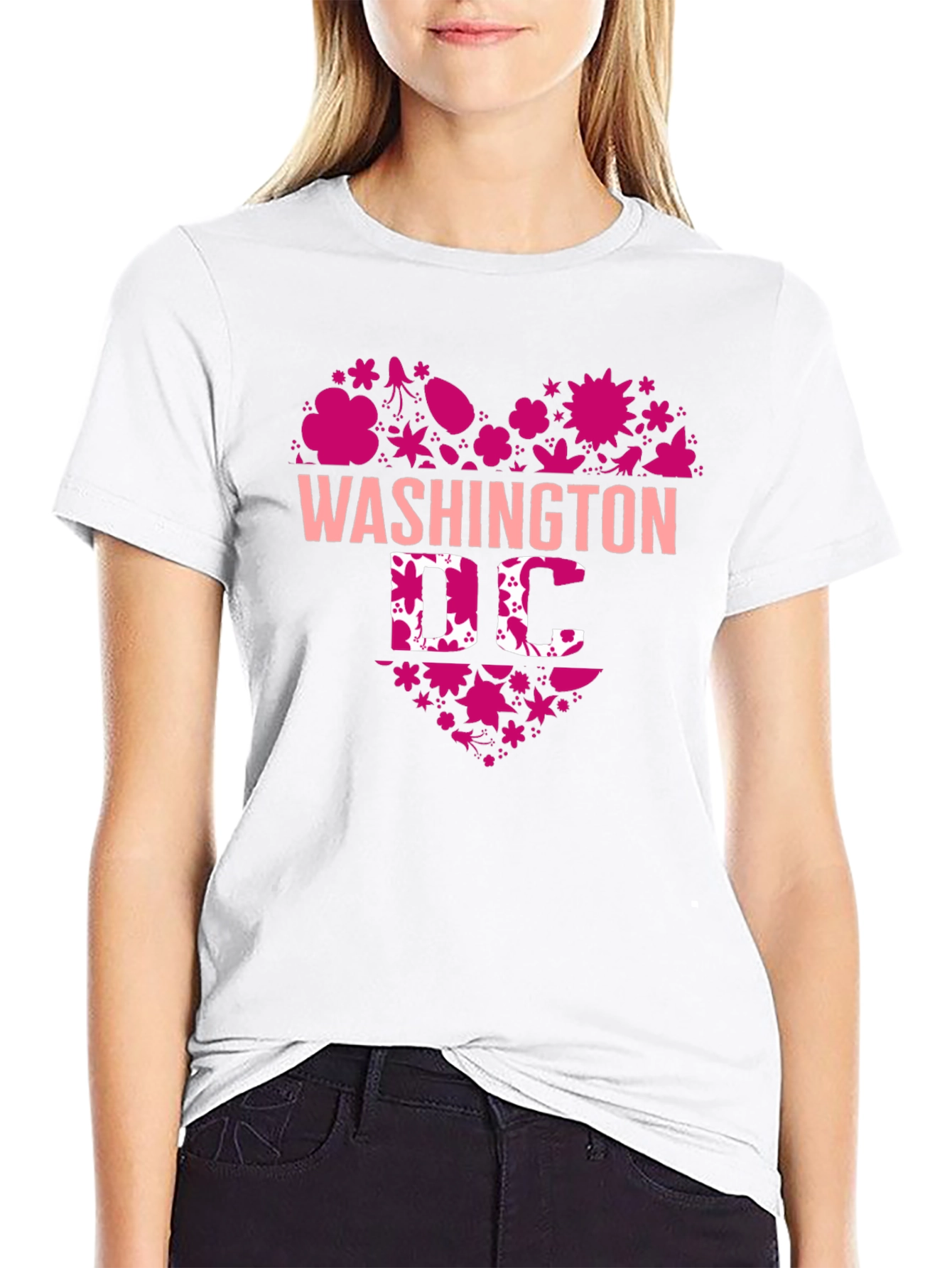 Washington DC Floral Heart Graphic T-Shirt