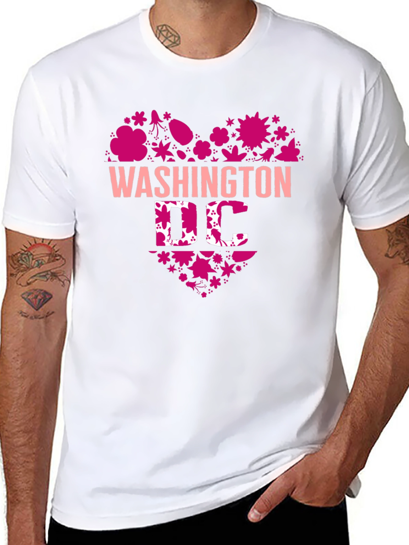 Washington DC Floral Heart Graphic T-Shirt