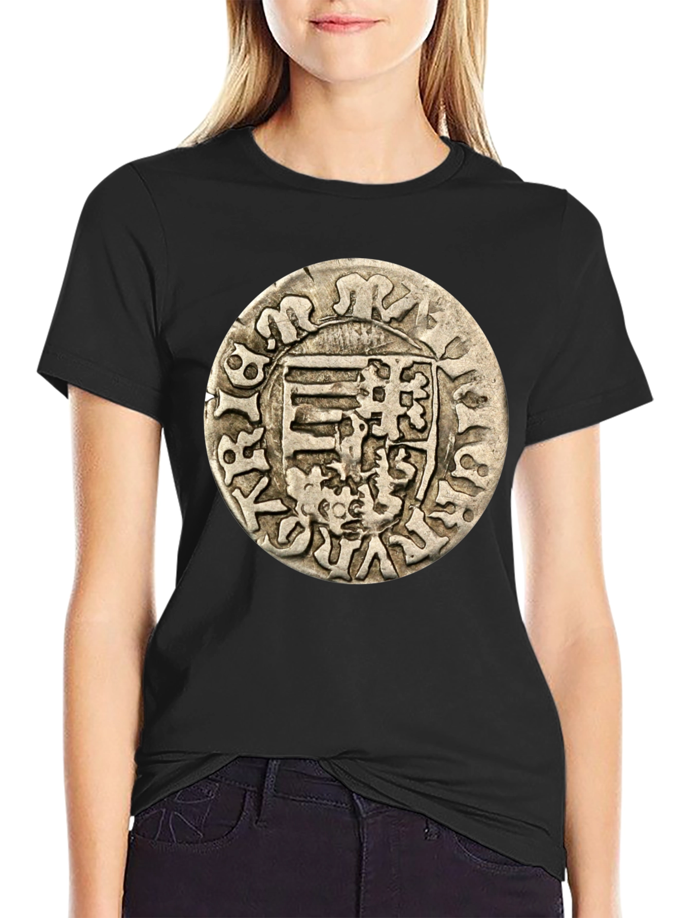 Antique Coin Graphic Tee - Black