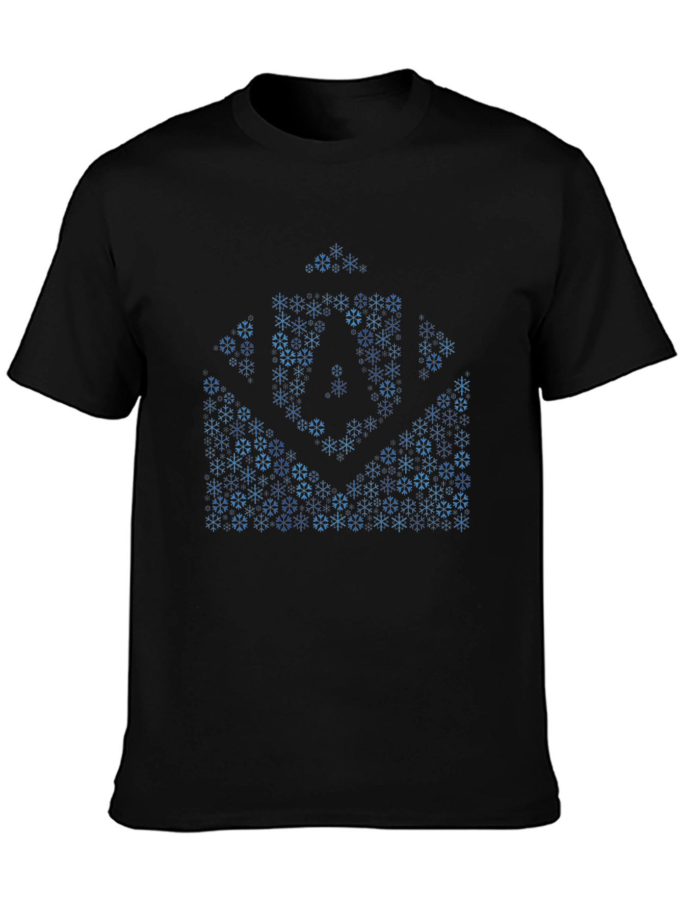 Abstract Snowflake Design Black T-Shirt