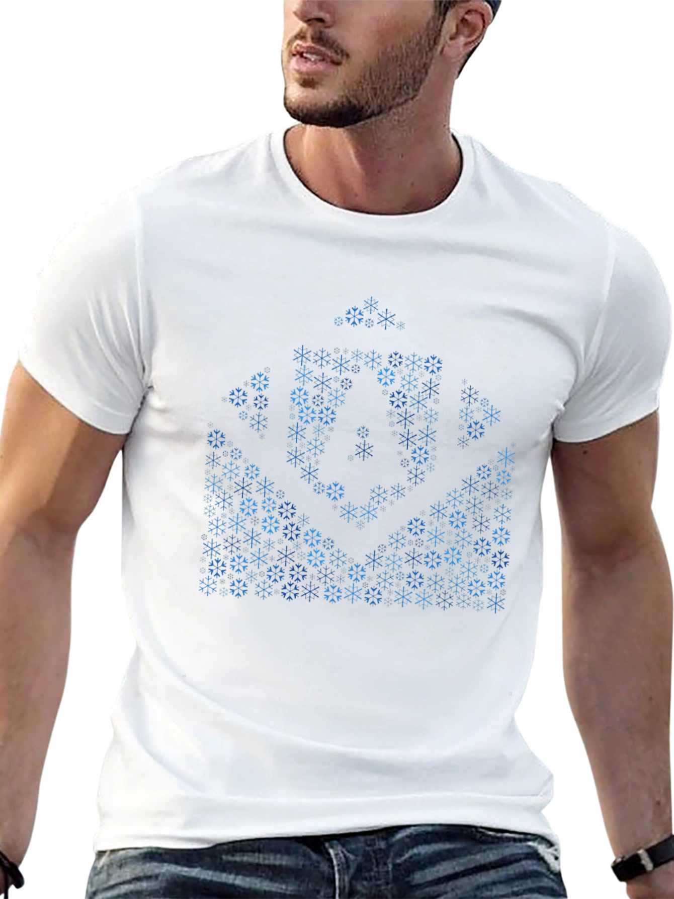 Abstract Snowflake Design Black T-Shirt