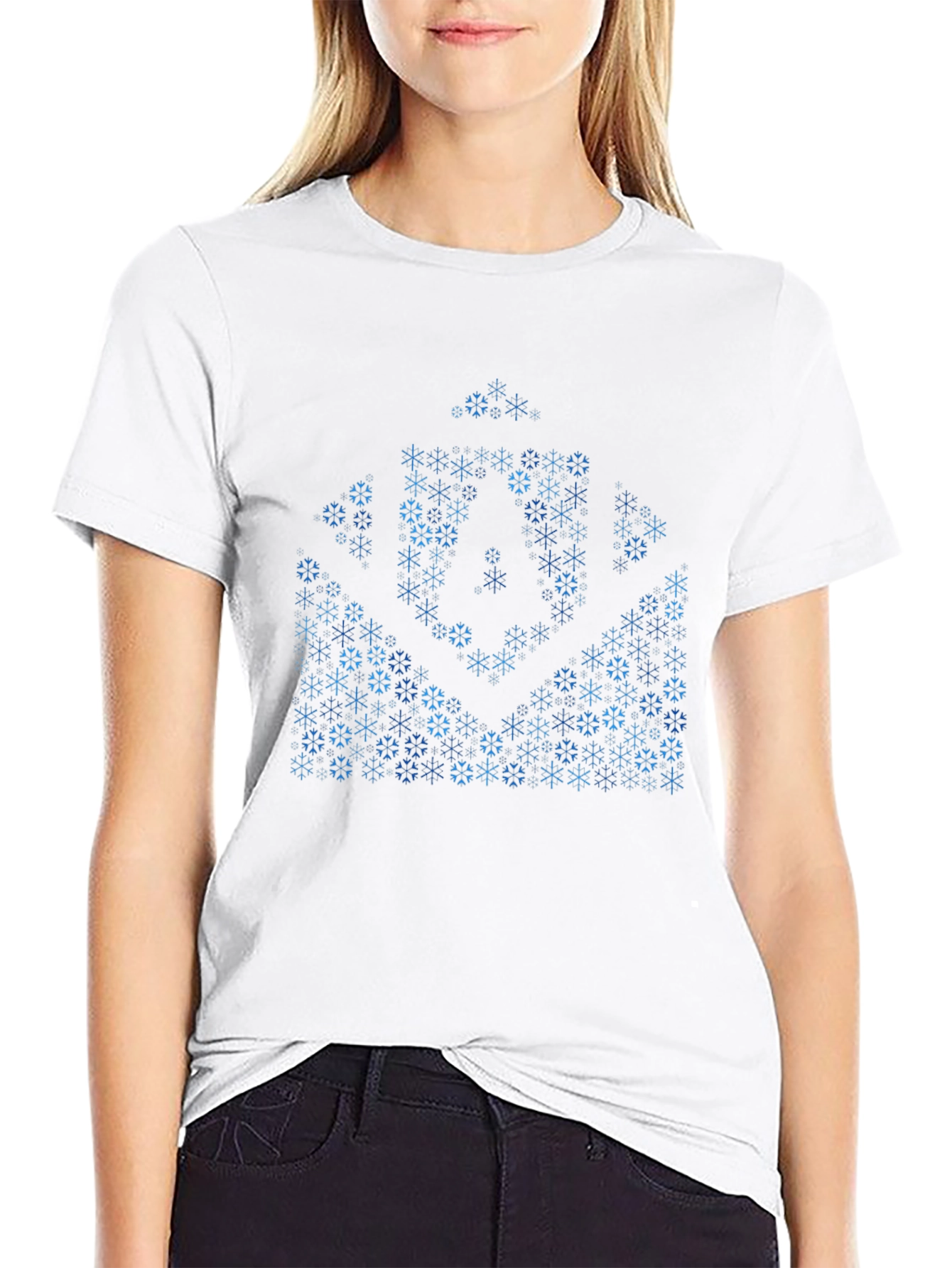 Abstract Snowflake Design Black T-Shirt