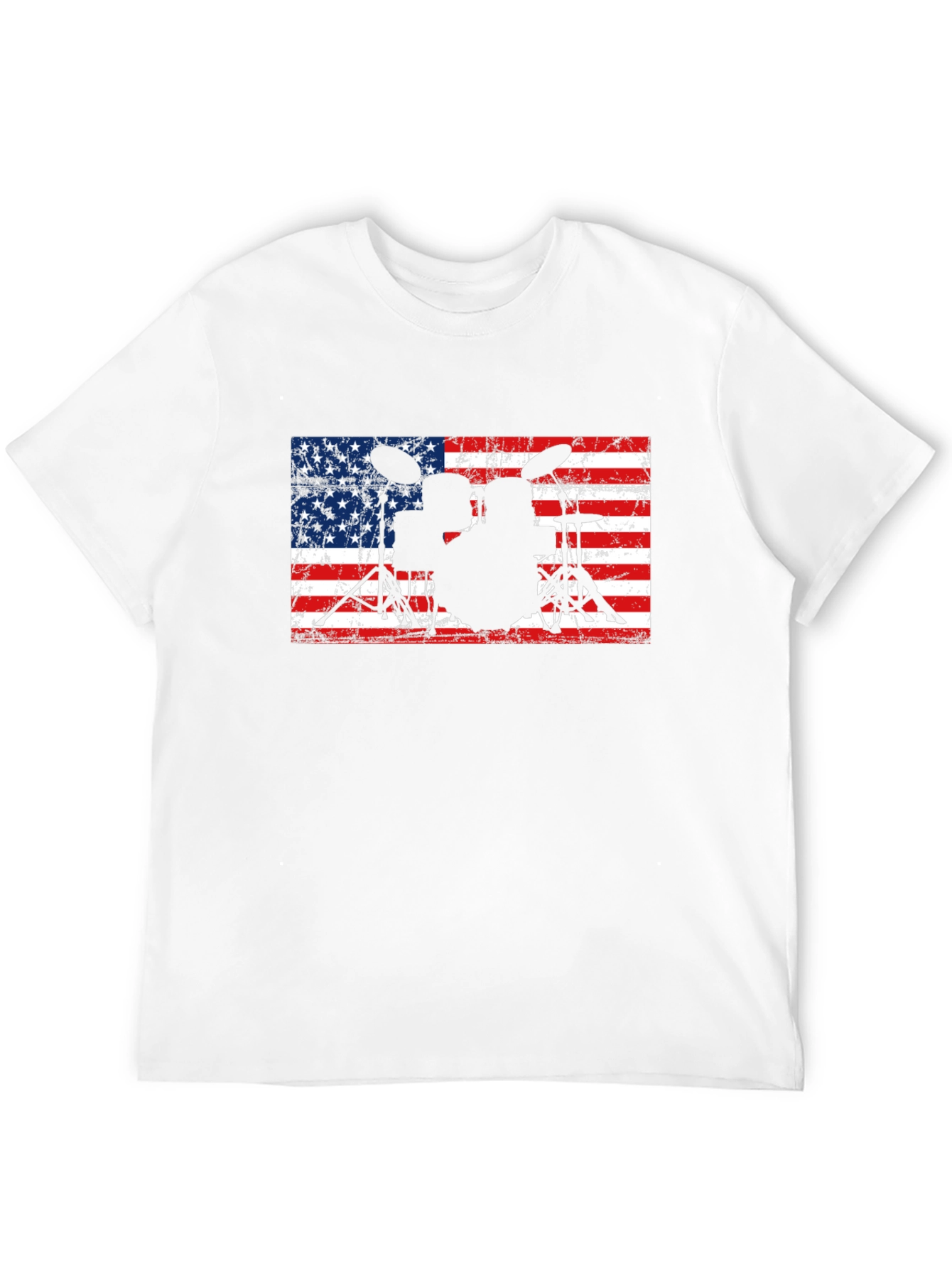 American Flag Drum Set Black T-Shirt