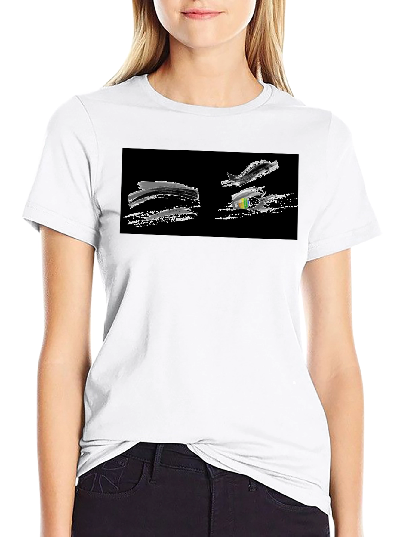Abstract Brushstroke Graphic Black T-Shirt