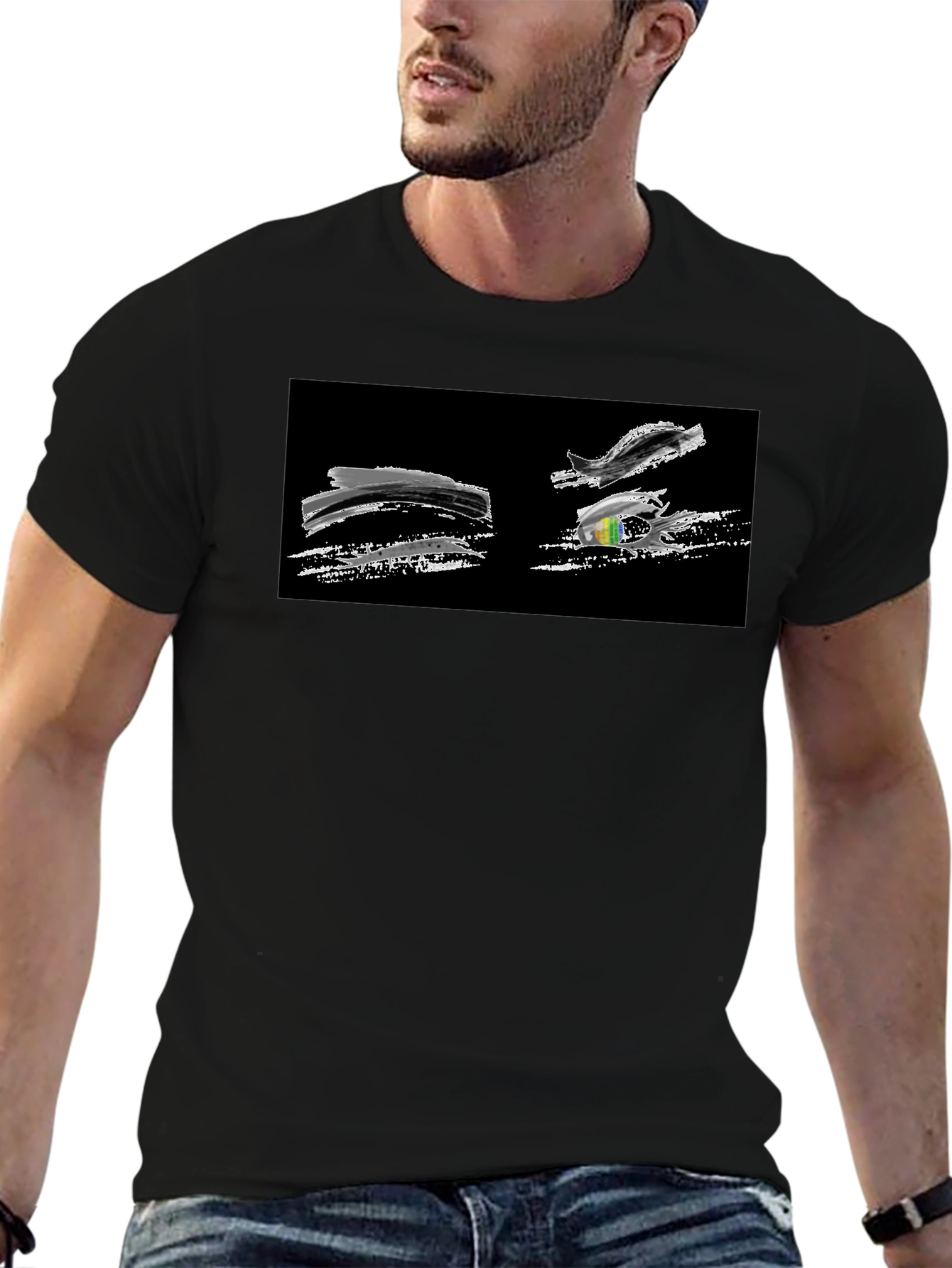 Abstract Brushstroke Graphic Black T-Shirt