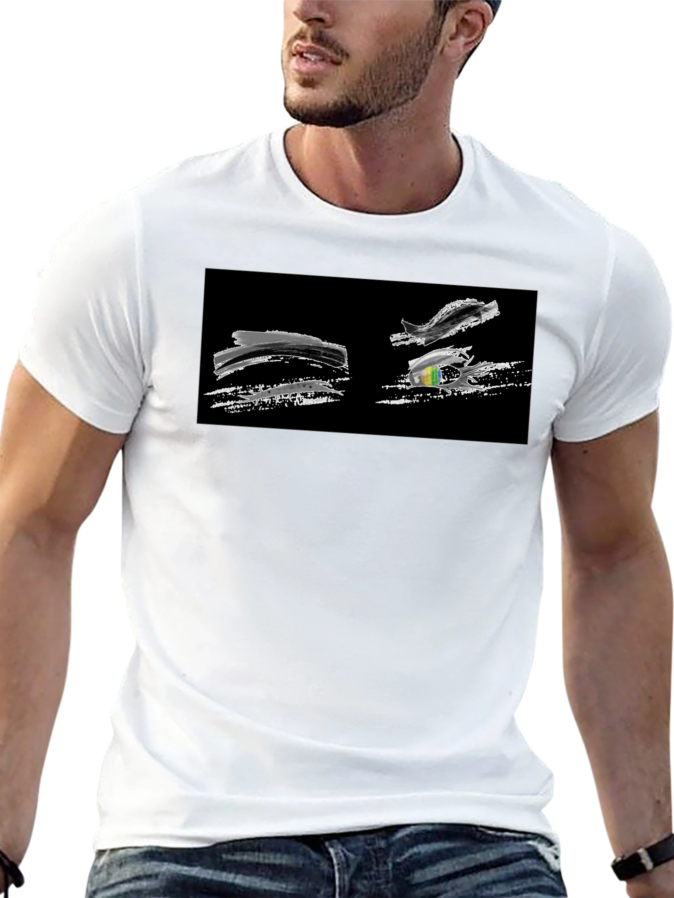 Abstract Brushstroke Graphic Black T-Shirt