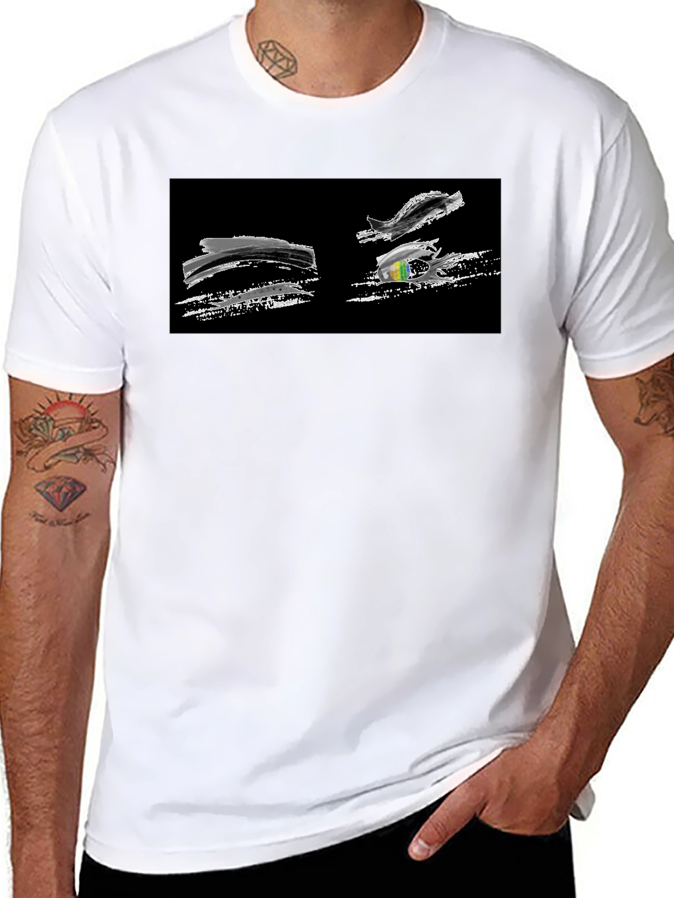 Abstract Brushstroke Graphic Black T-Shirt