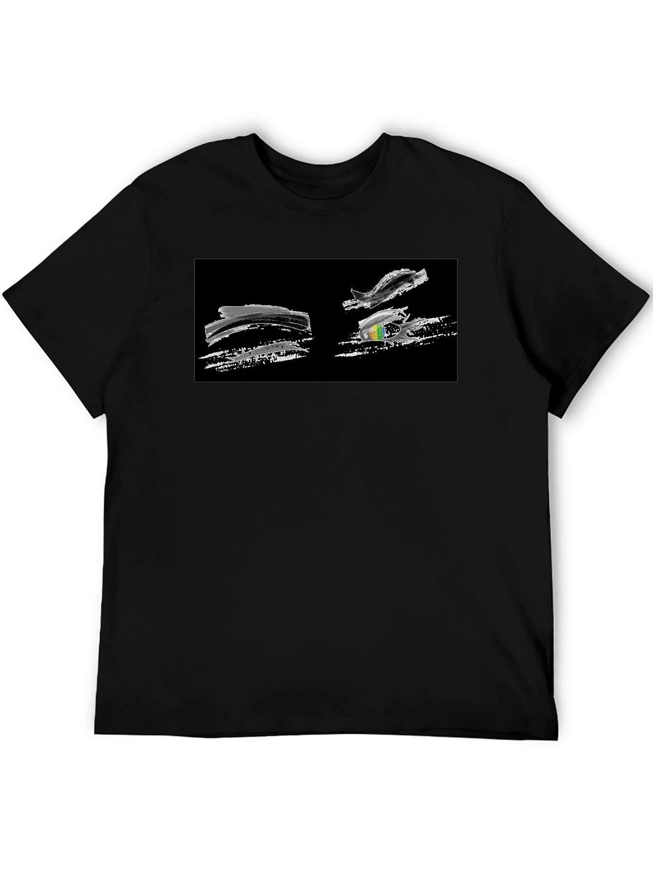 Abstract Brushstroke Graphic Black T-Shirt