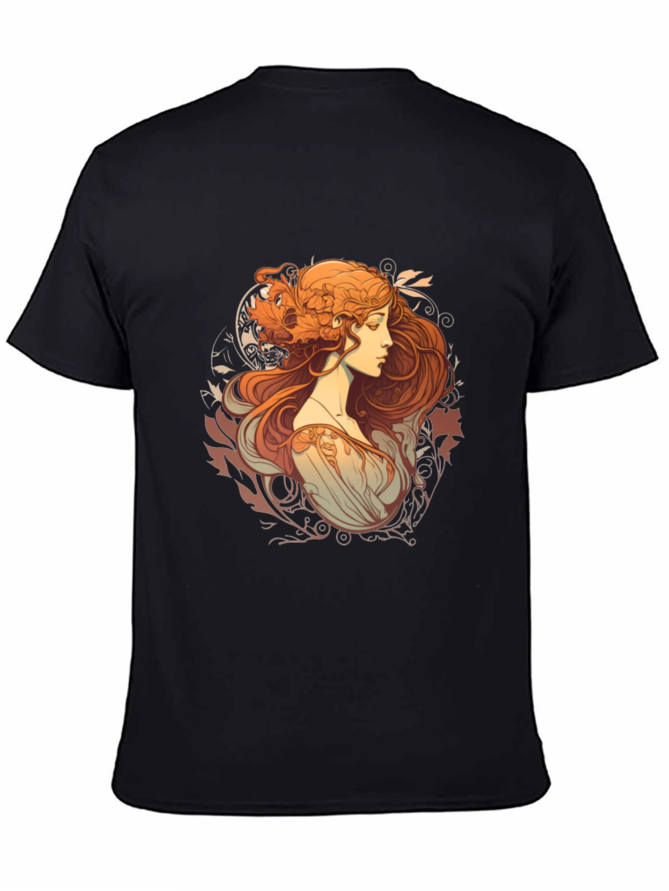 Art Nouveau Woman Graphic Black T-Shirt