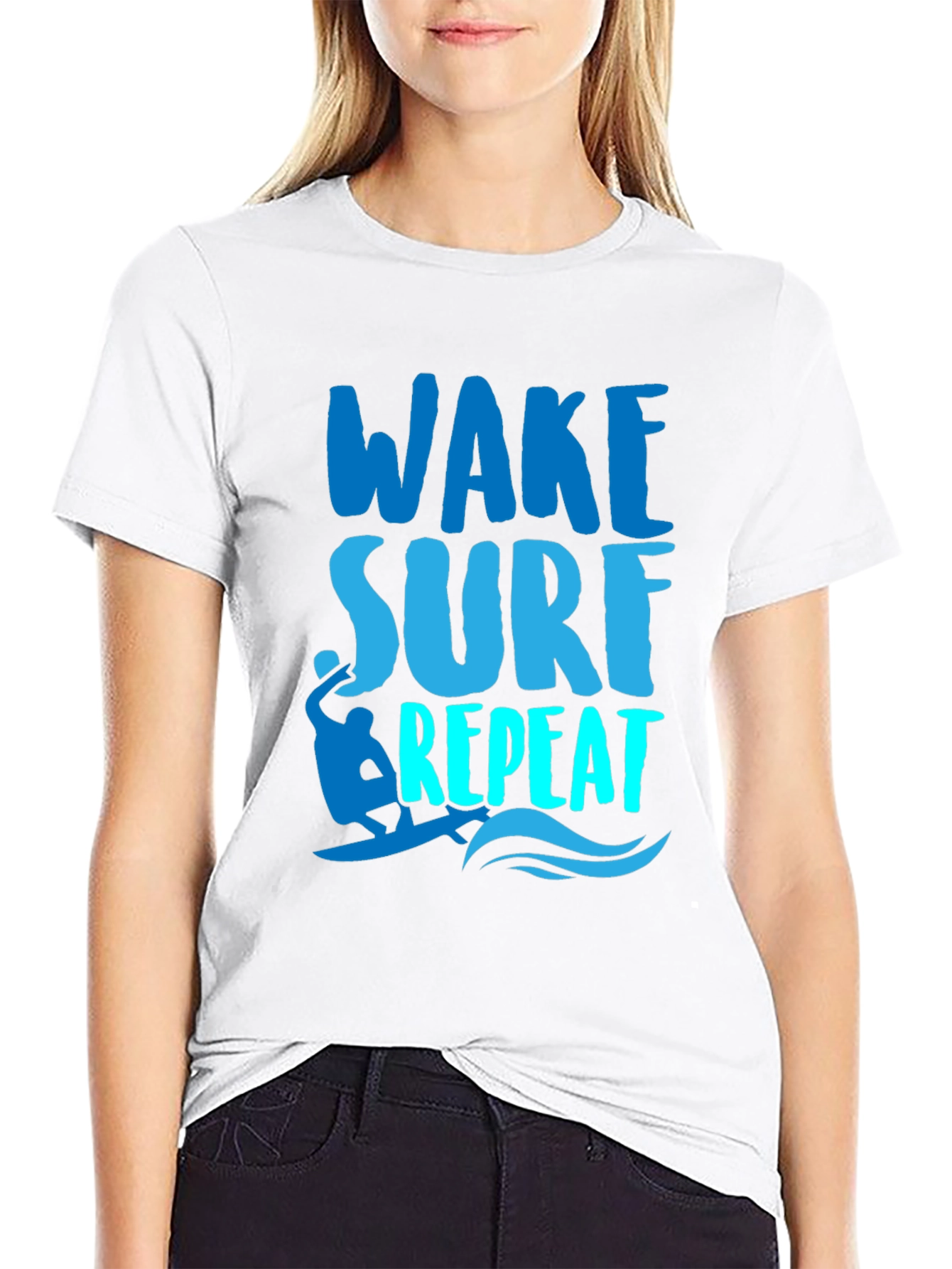 Wake Surf Repeat Graphic Tee - Surfer T-Shirt