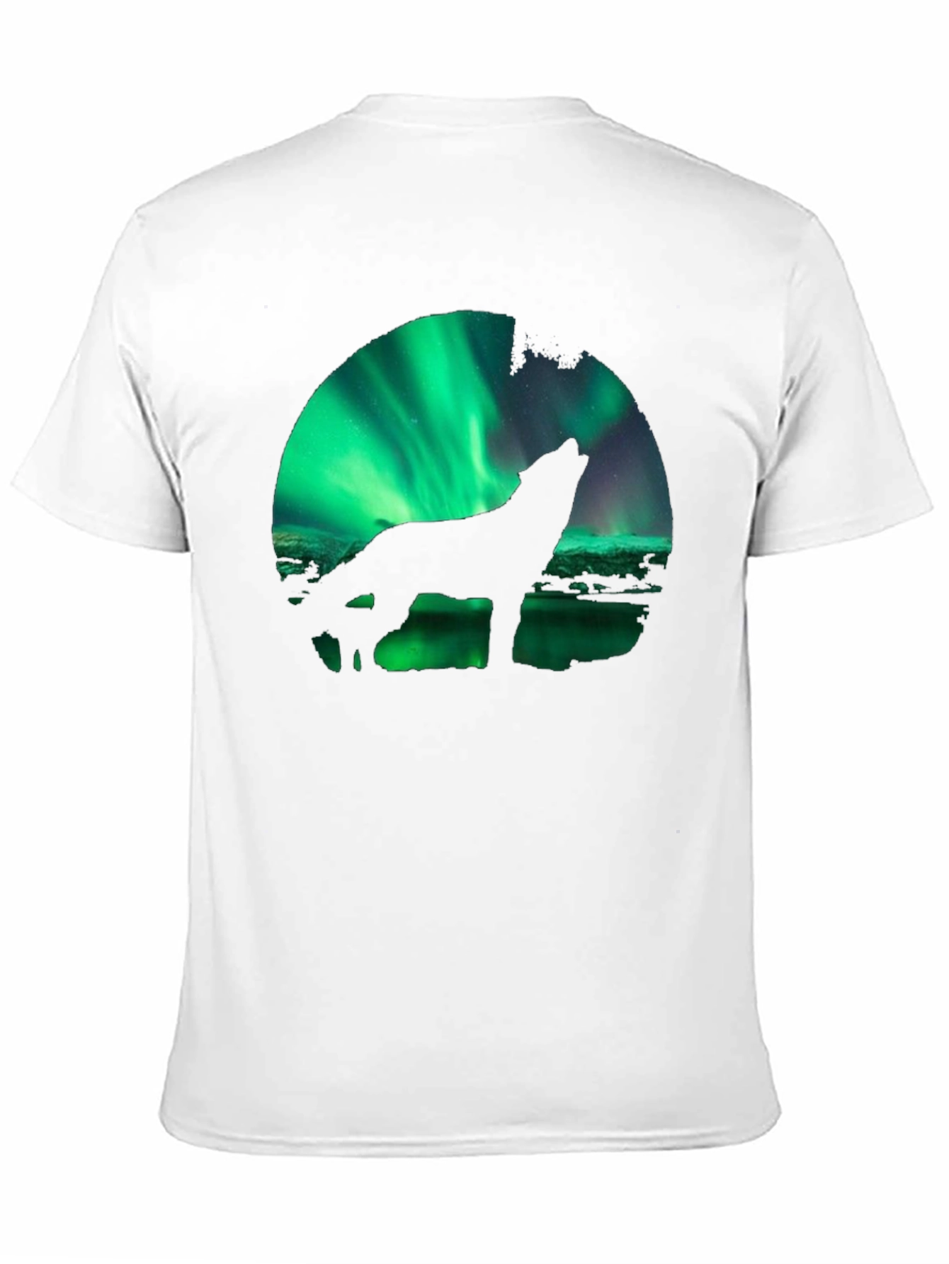 Wolf Aurora Borealis Graphic Black T-Shirt