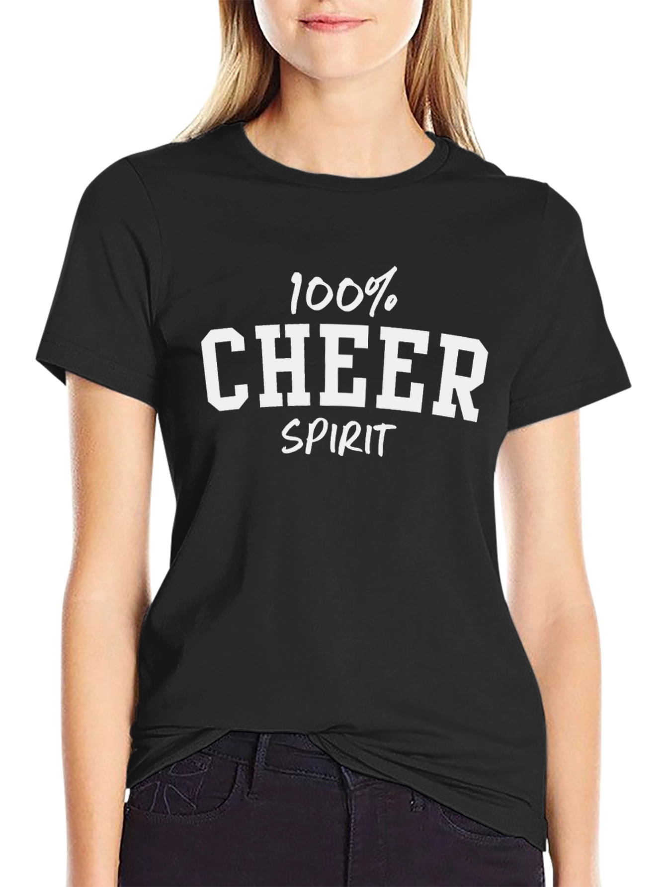 100% Cheer Spirit Black T-Shirt