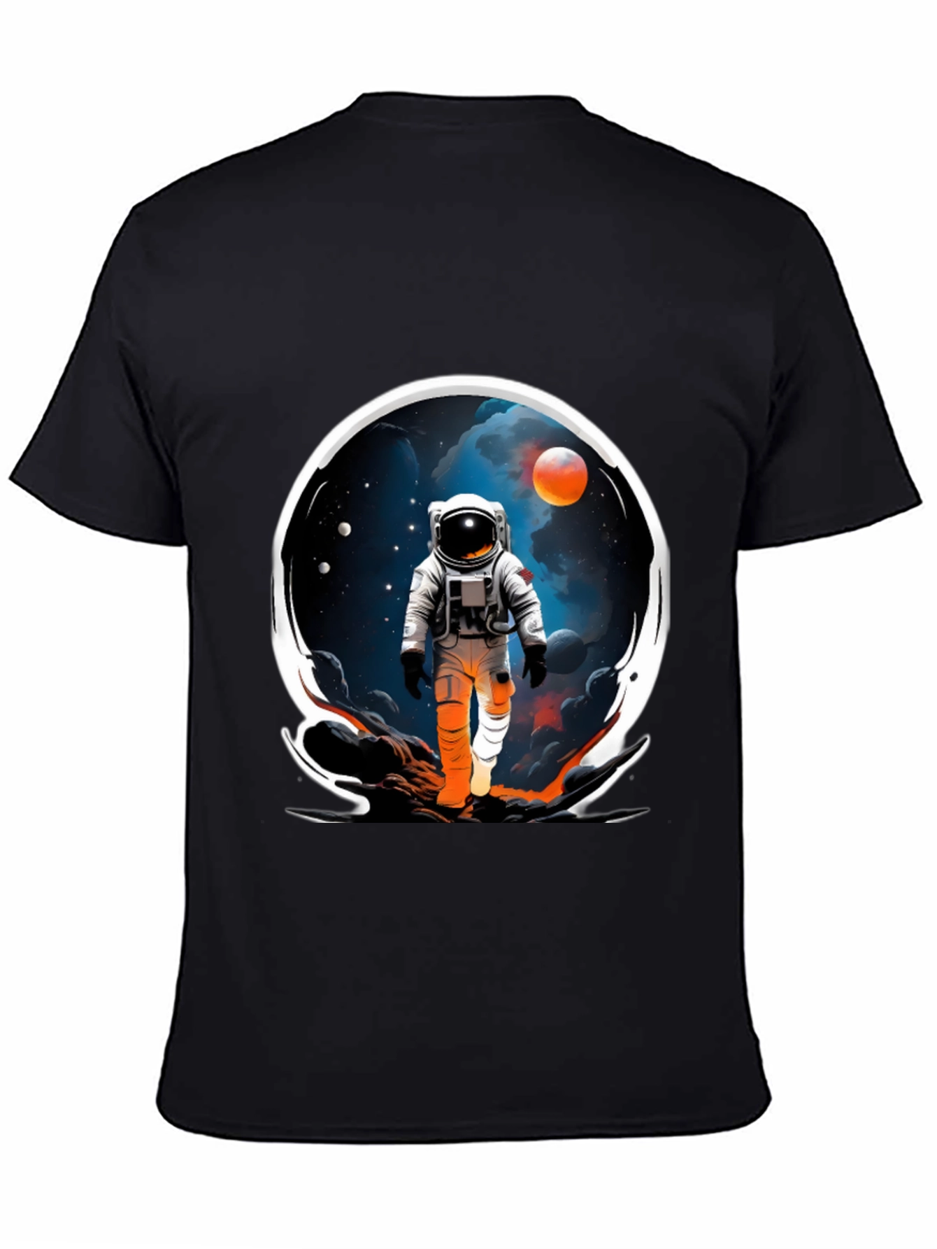 Astronaut in Space Graphic Tee - Black Cotton Blend