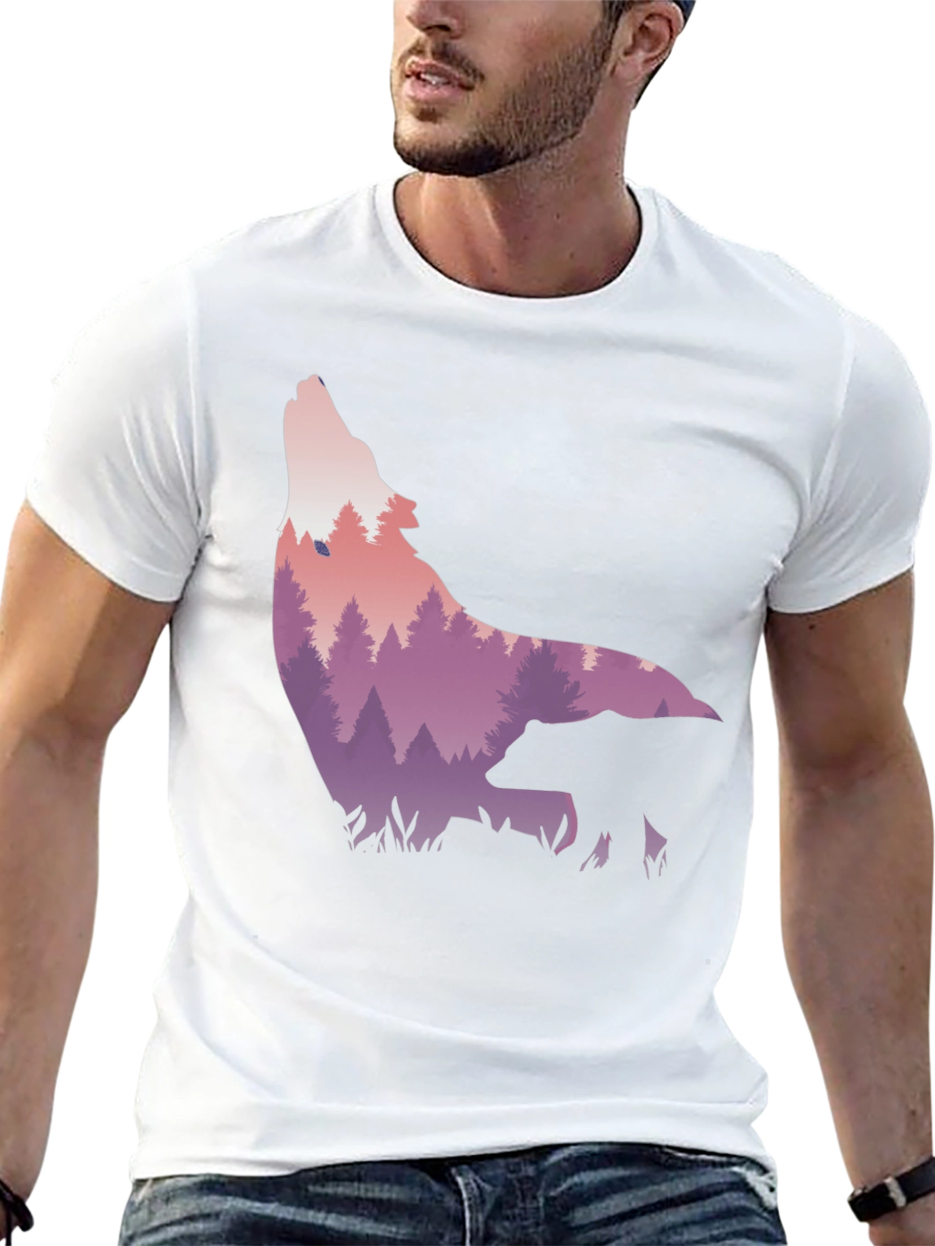 Wolf & Bear Graphic Tee - Nature Scene Print