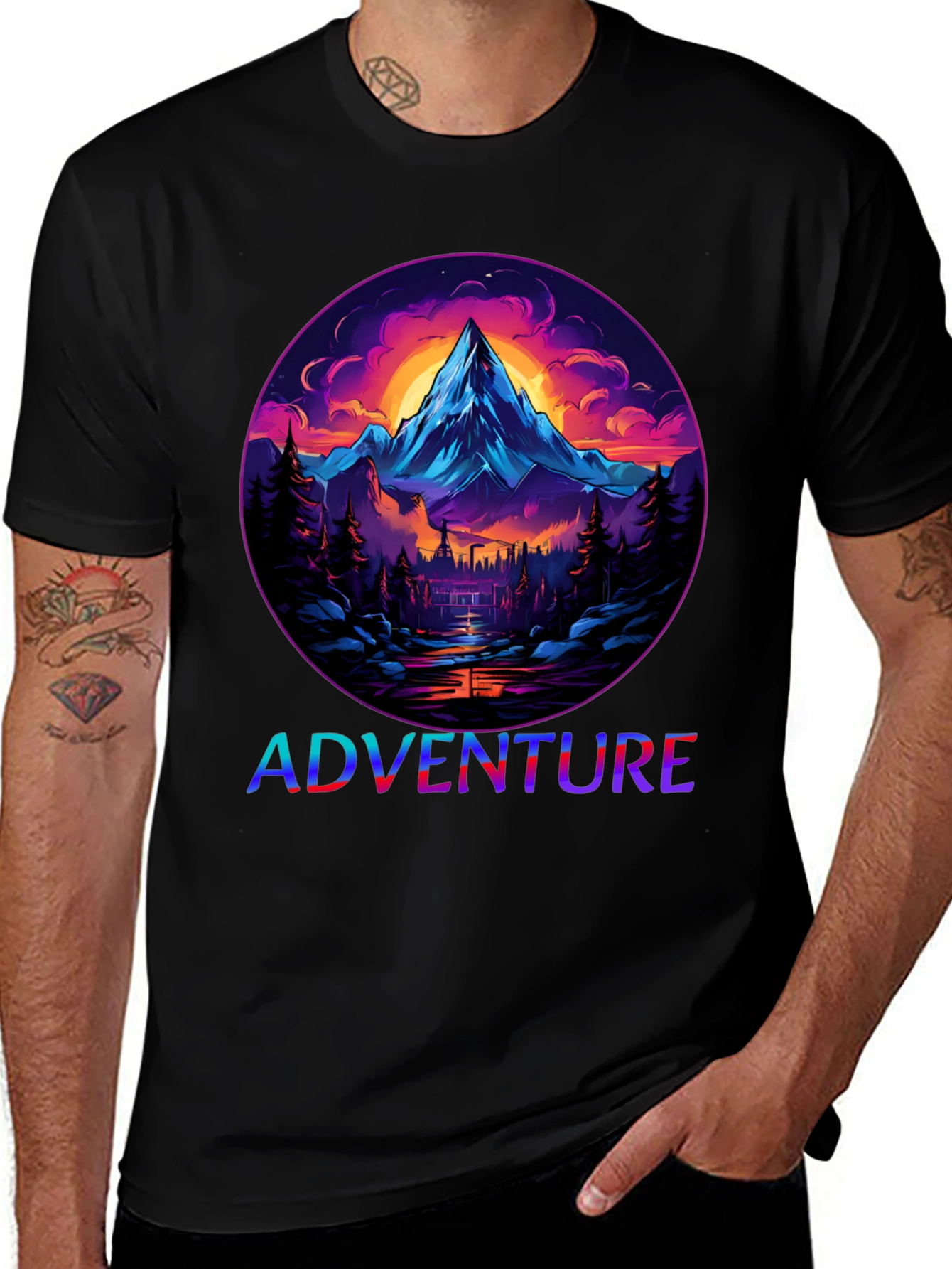 Adventure Mountain Graphic Tee - Black