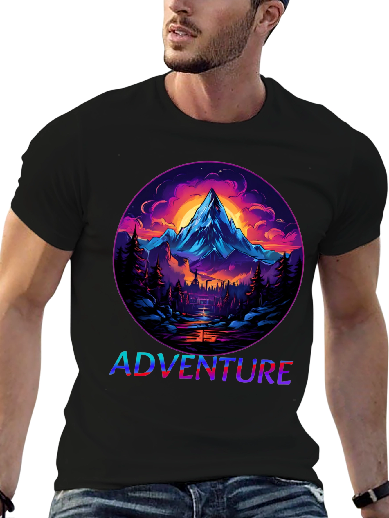 Adventure Mountain Graphic Tee - Black