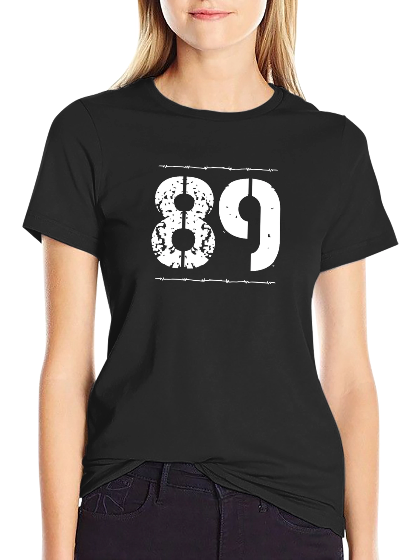 89 Graphic T-Shirt - Black Cotton Blend Tee