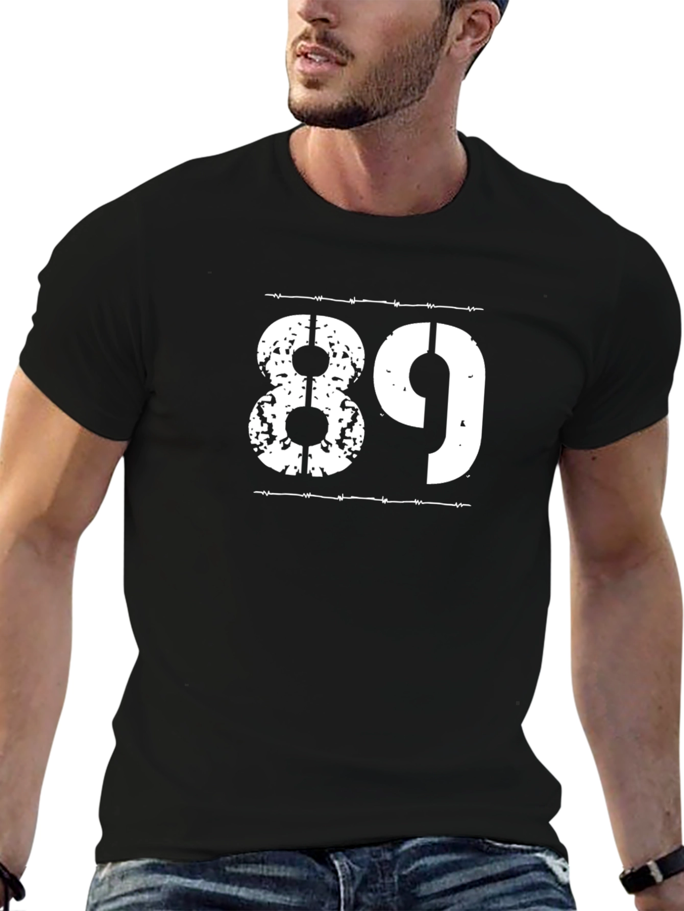 89 Graphic T-Shirt - Black Cotton Blend Tee