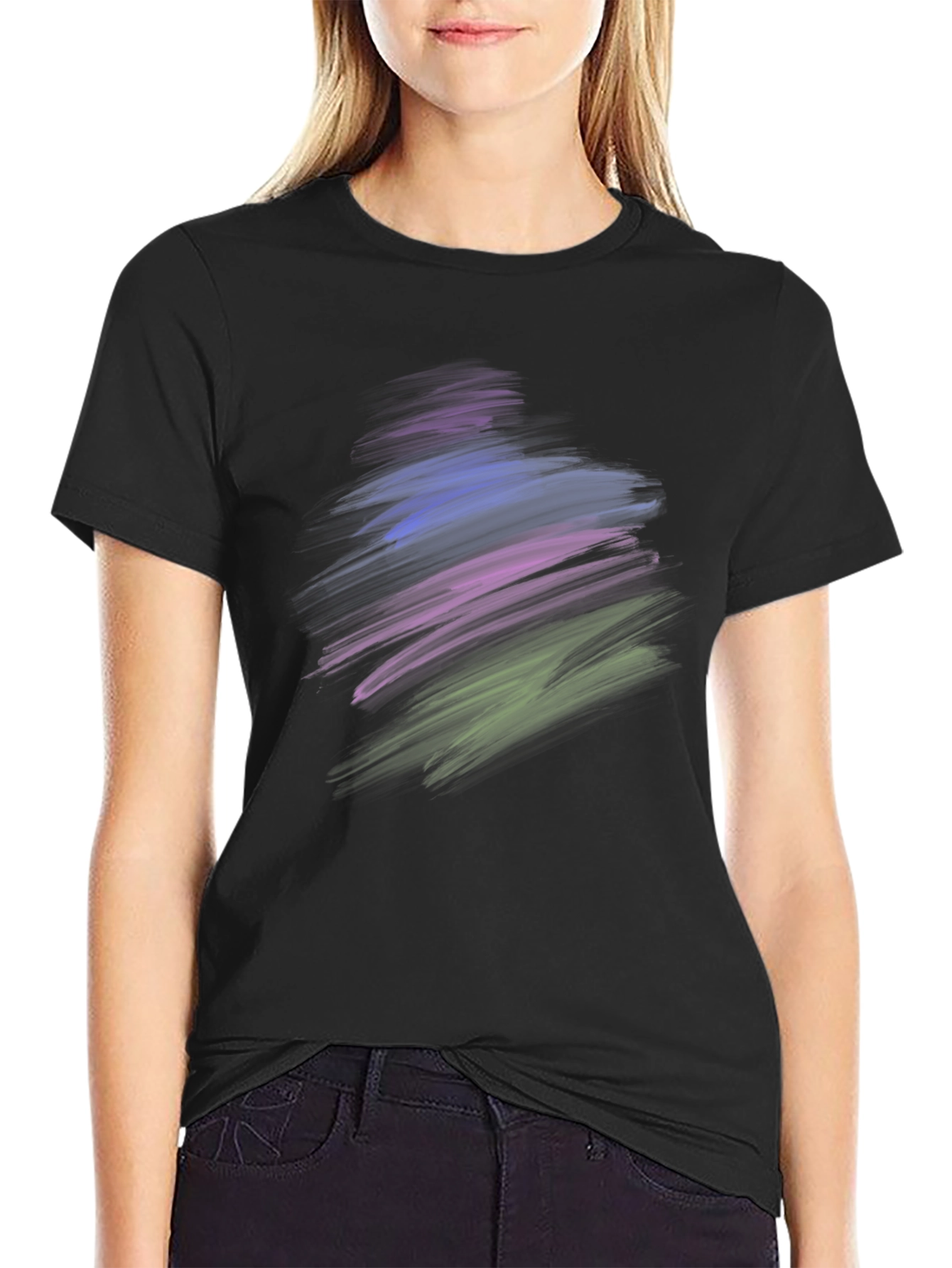 Abstract Brush Stroke Graphic Black T-Shirt